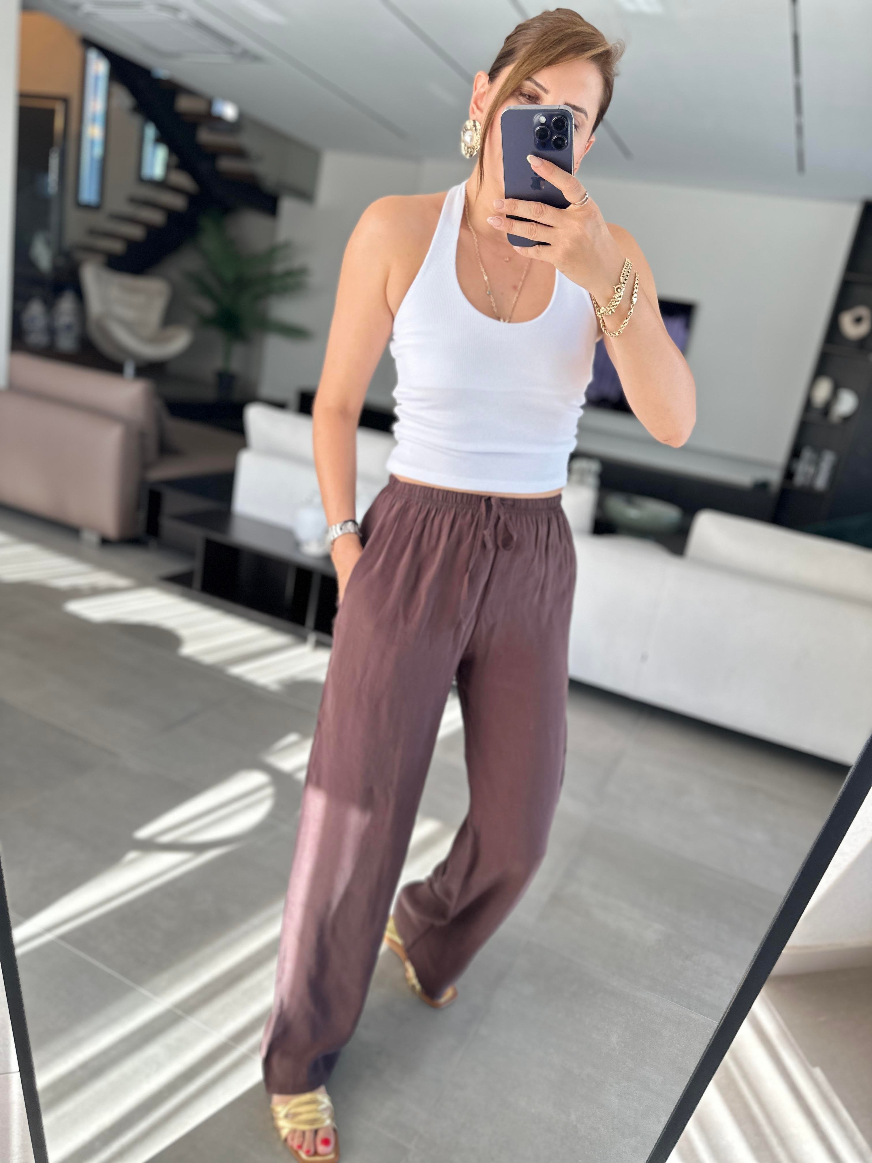 Acı Kahve İnce Kemerli Mas Pantolon