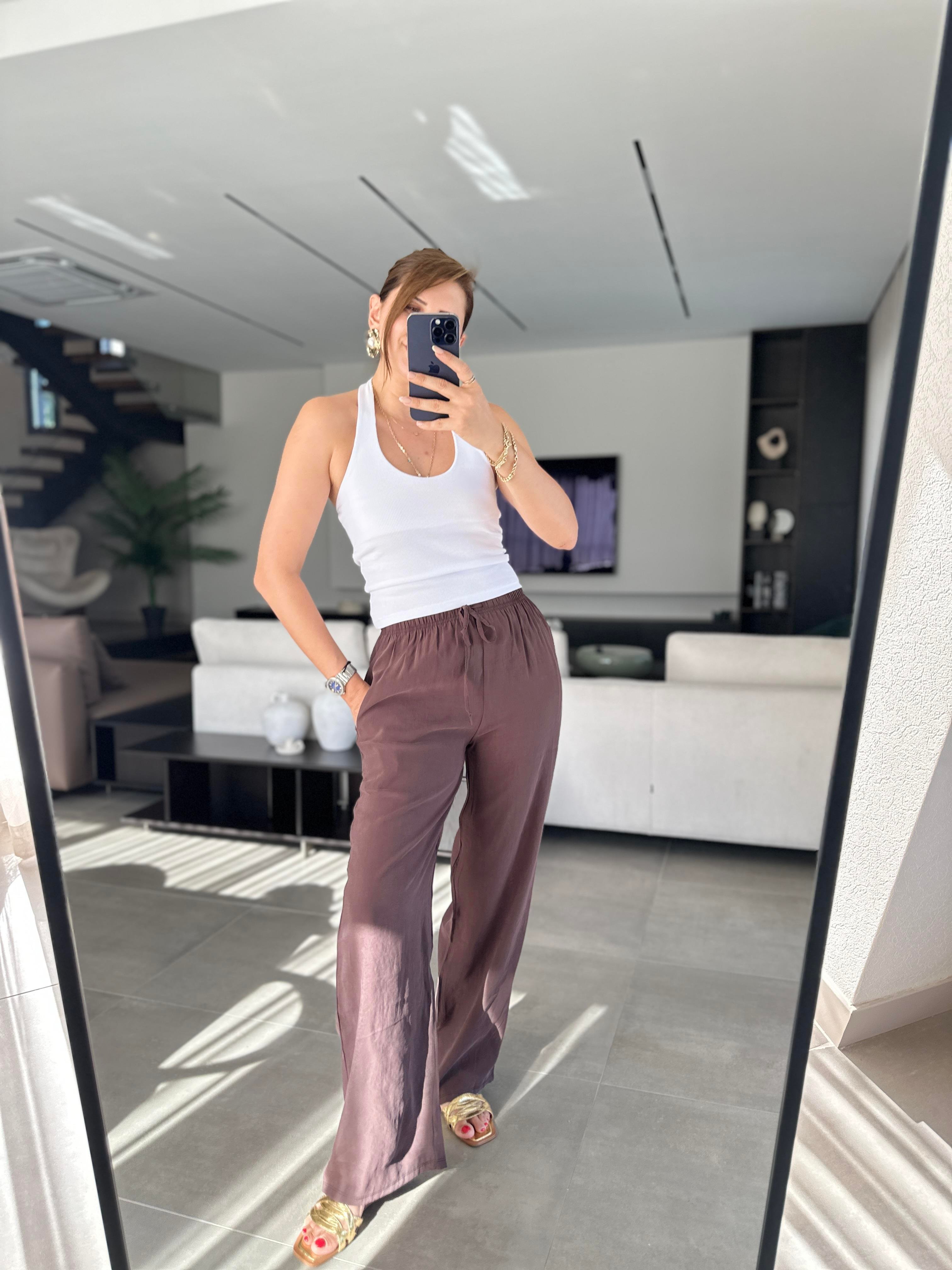 Acı Kahve İnce Kemerli Mas Pantolon