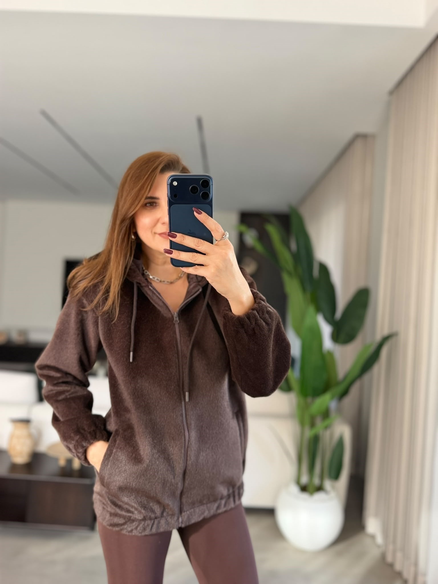 Acı Kahve Kapşonlu Tavşan Ceket