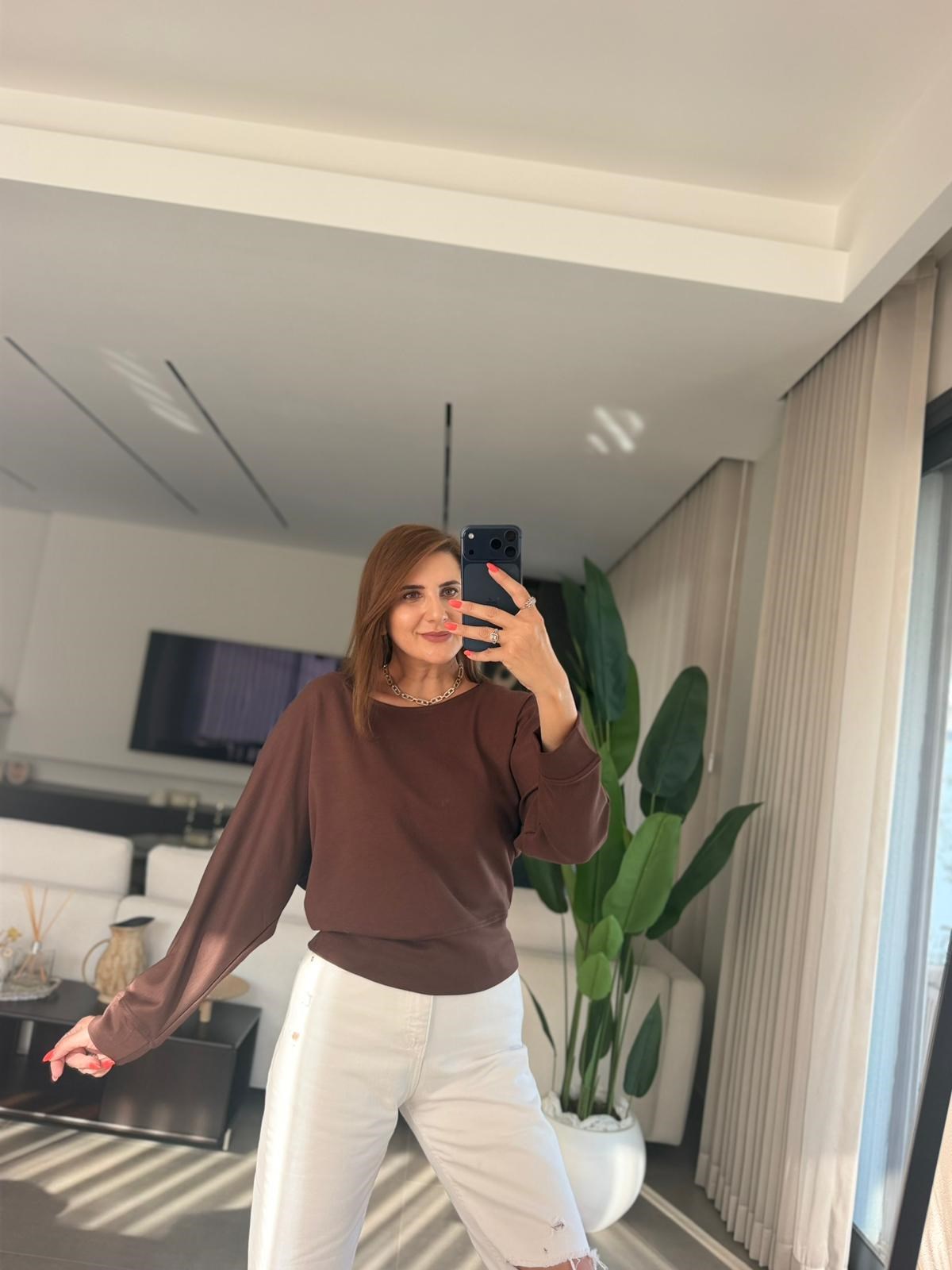 Acı Kahve Kayık Yaka Sweat