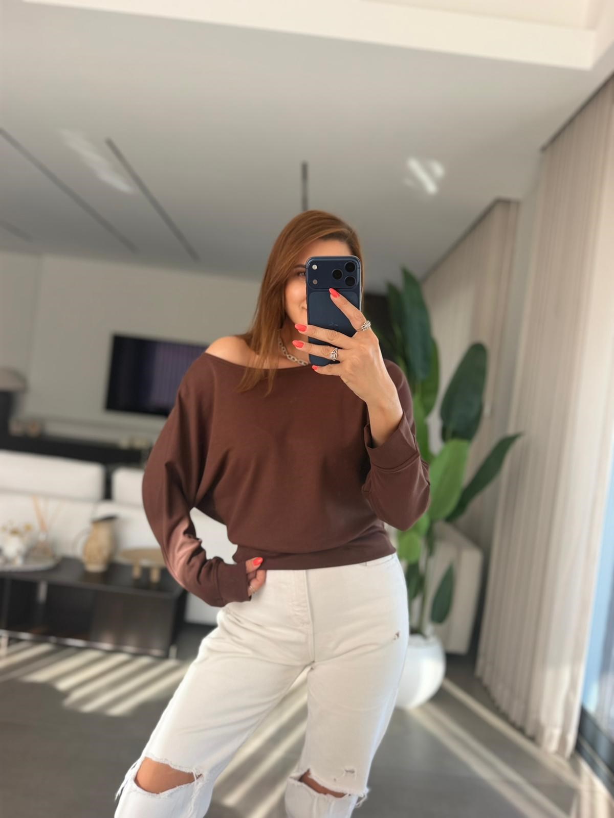 Acı Kahve Kayık Yaka Sweat