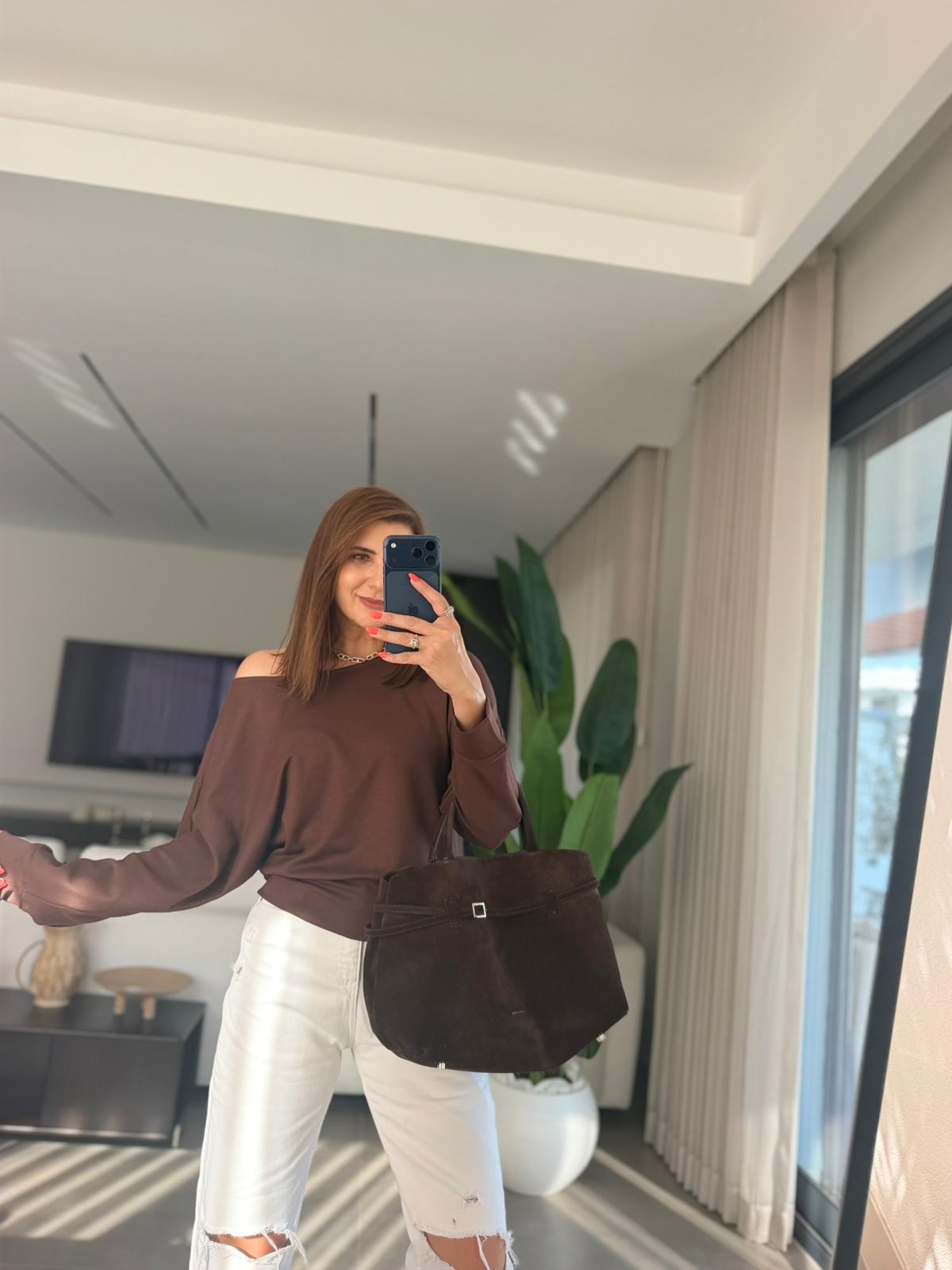 Acı Kahve Kayık Yaka Sweat