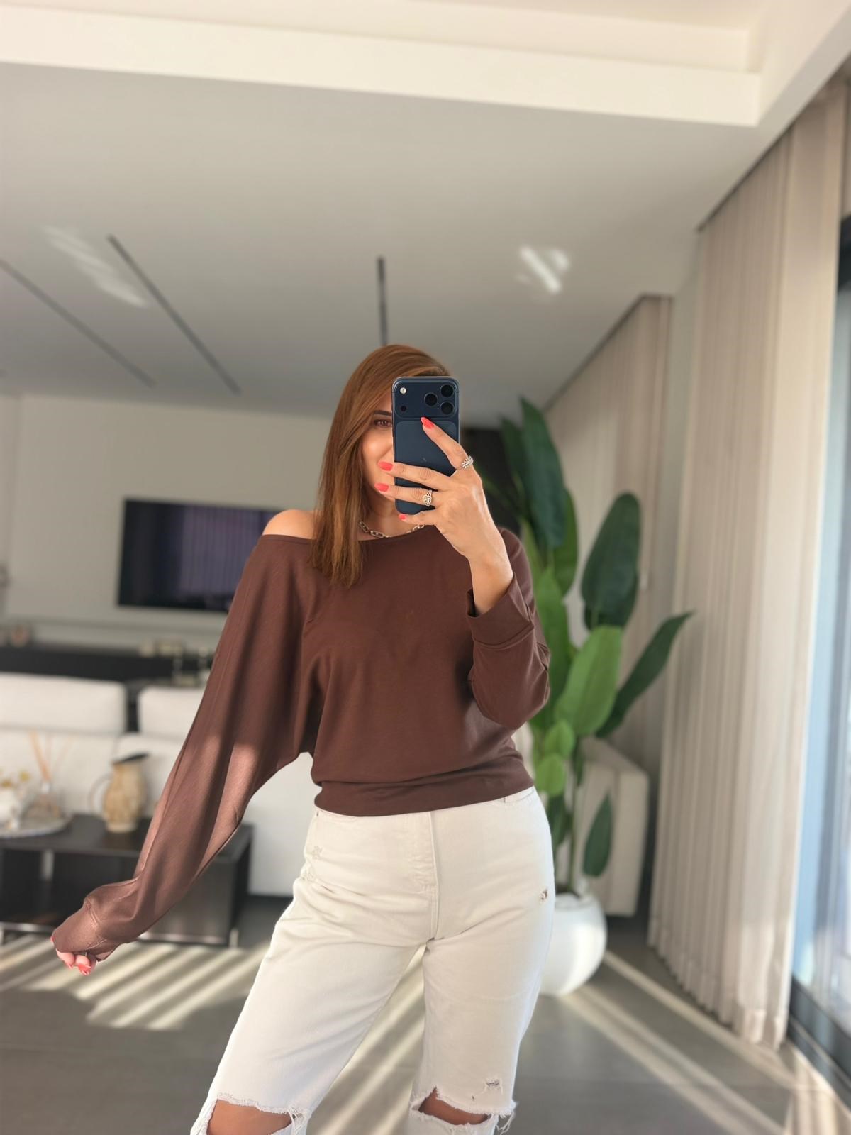 Acı Kahve Kayık Yaka Sweat