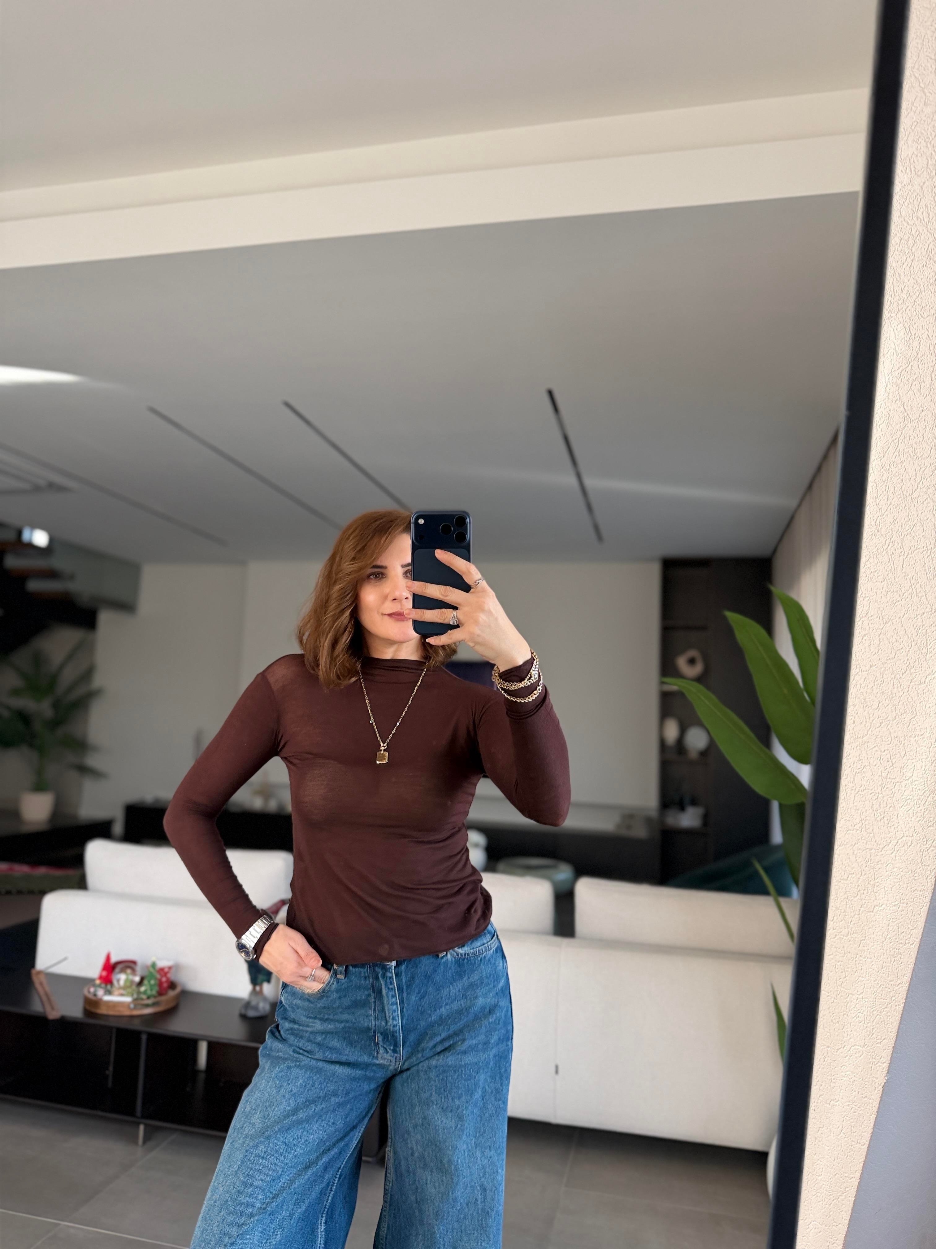 Acı Kahve Kıvırmalı Modal Bluz