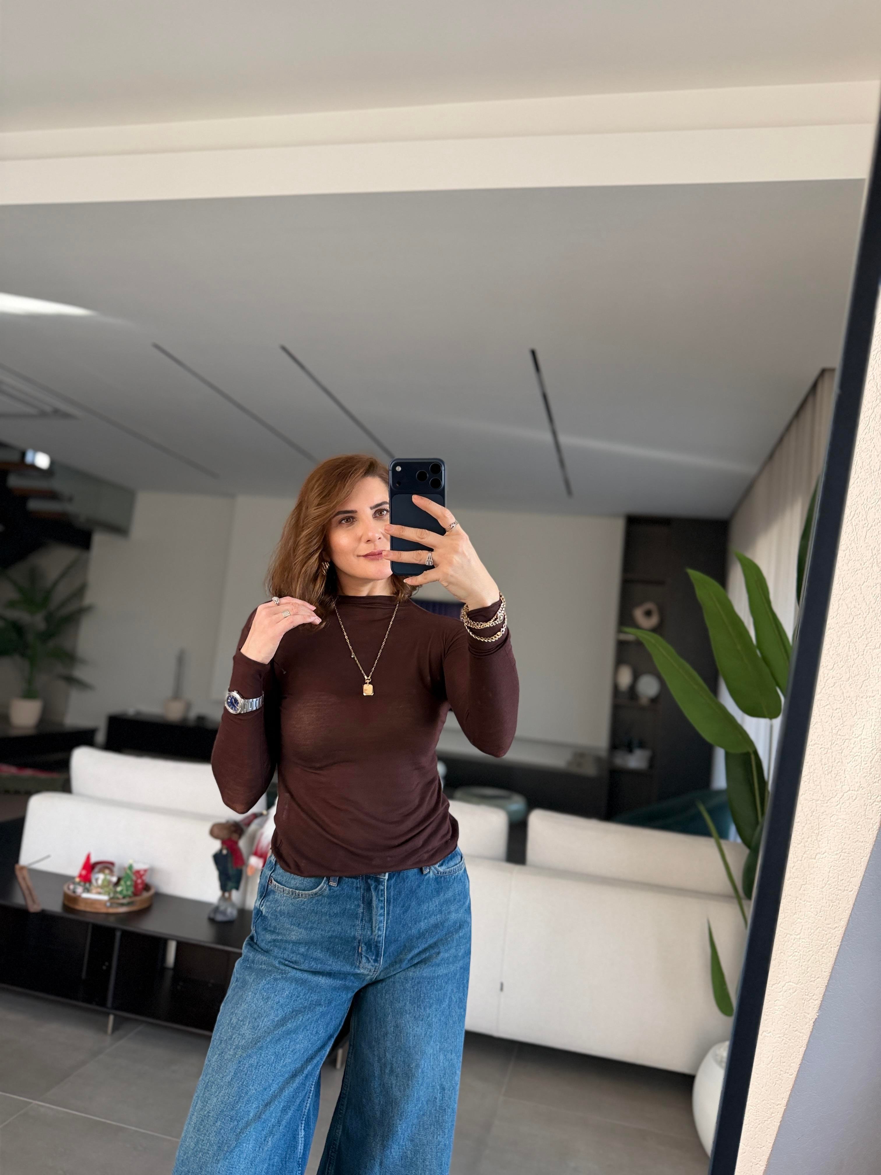 Acı Kahve Kıvırmalı Modal Bluz