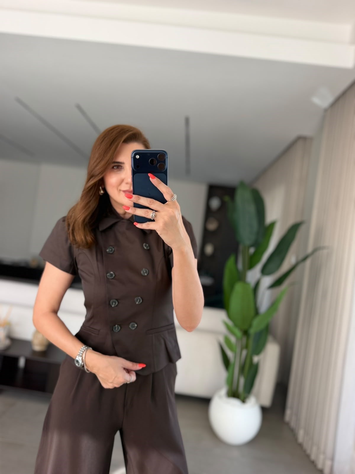 Acı Kahve Kruvaze Kısa Kol Ceket