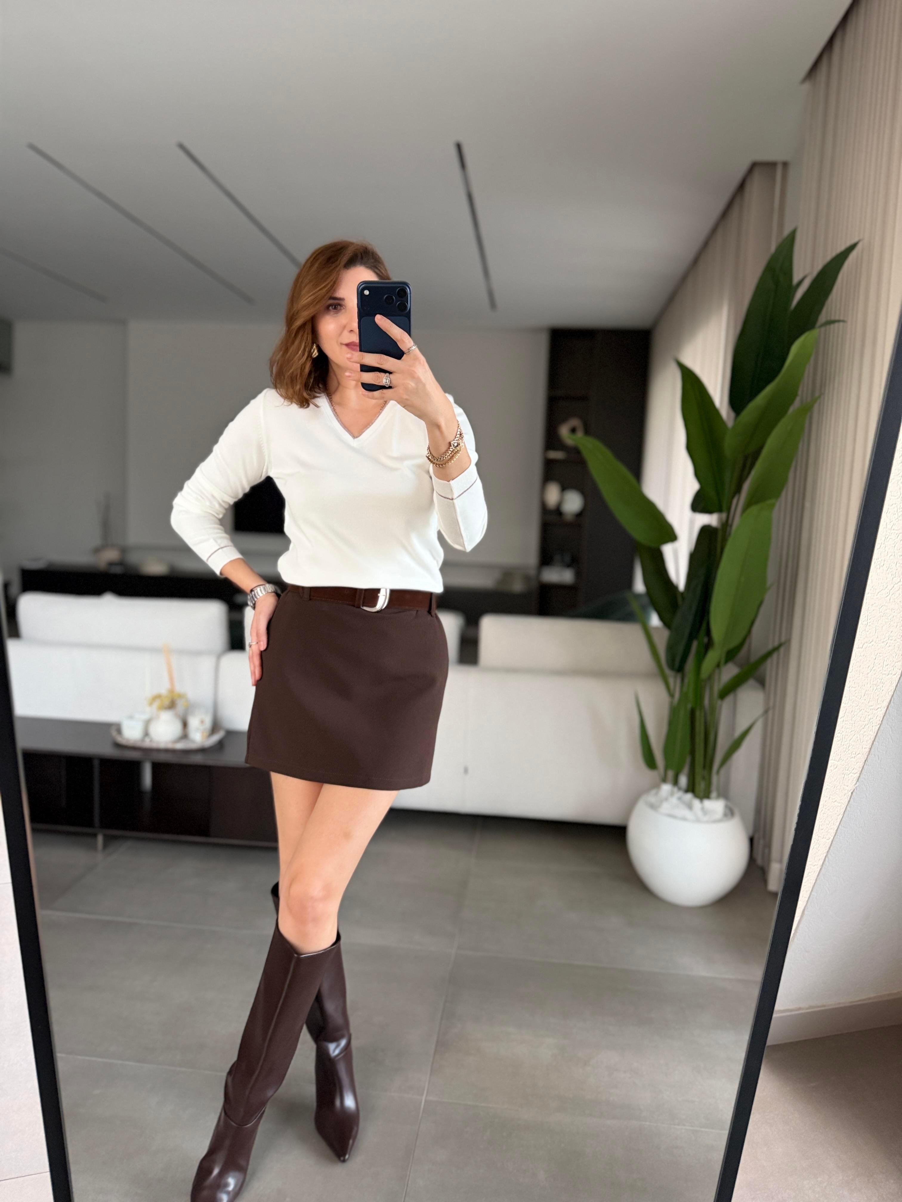 Acı Kahve Labita Kemerli Etek