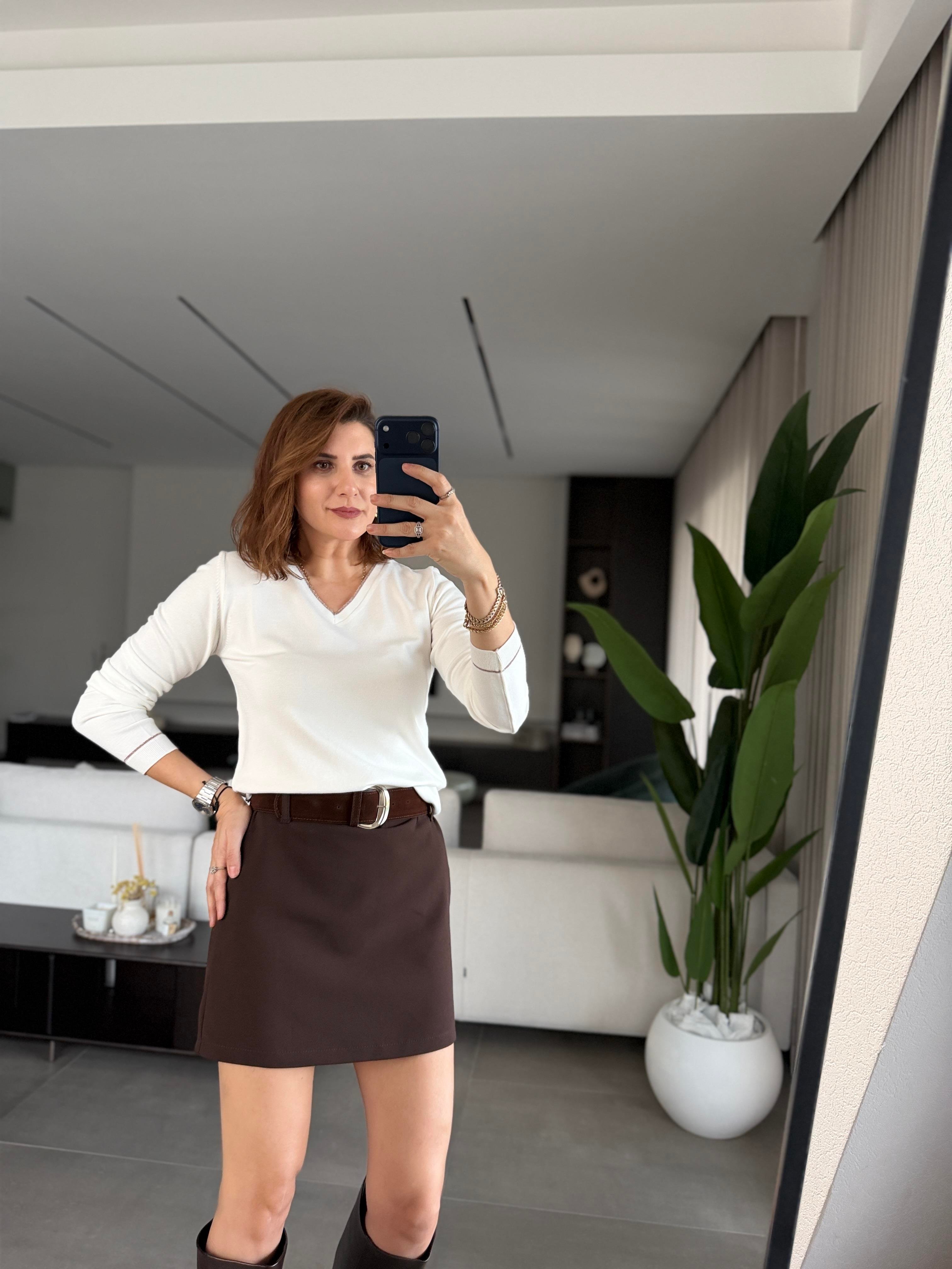 Acı Kahve Labita Kemerli Etek
