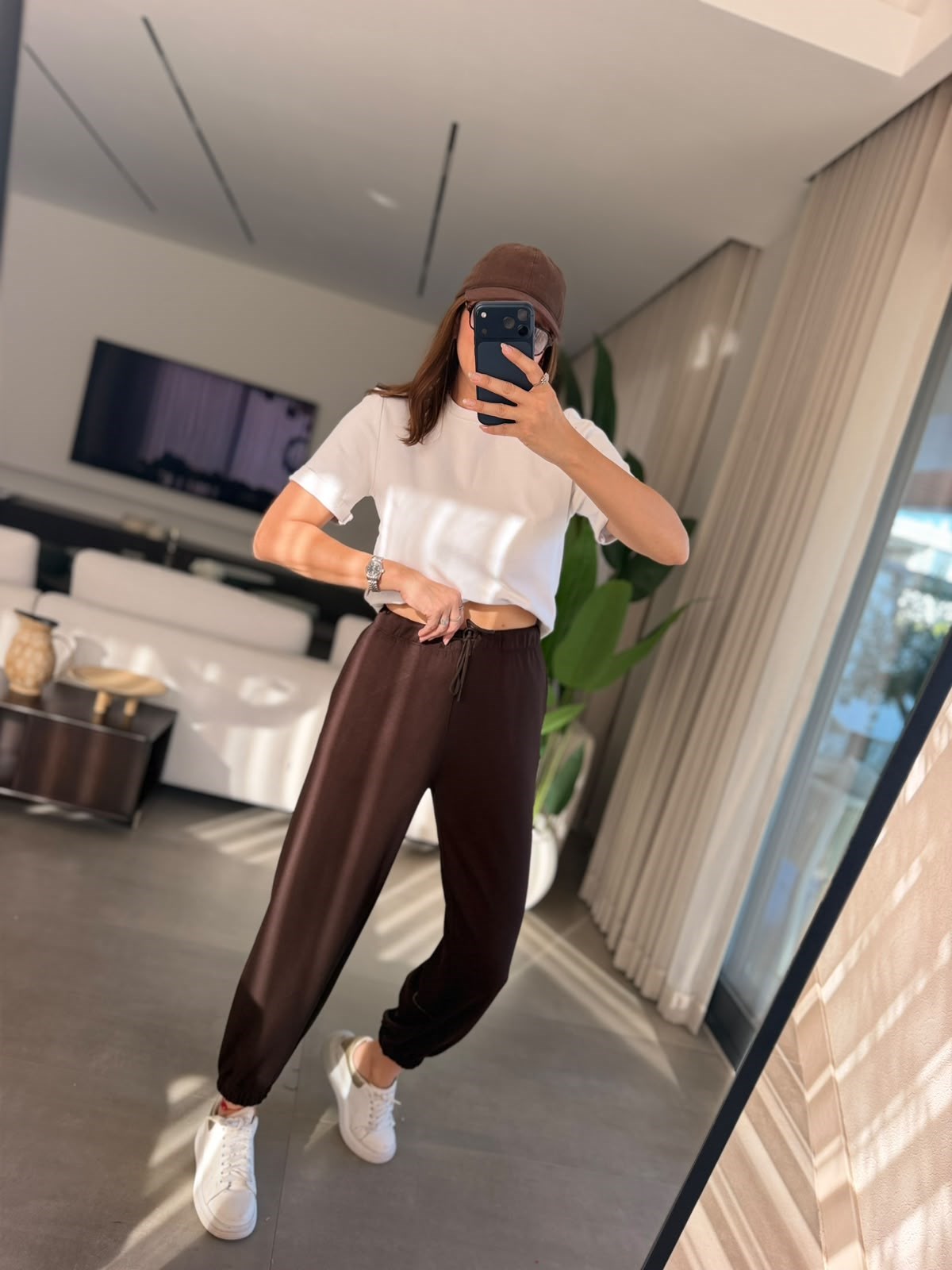 Acı Kahve Modal Bel Dikiş Detaylı Eşofman