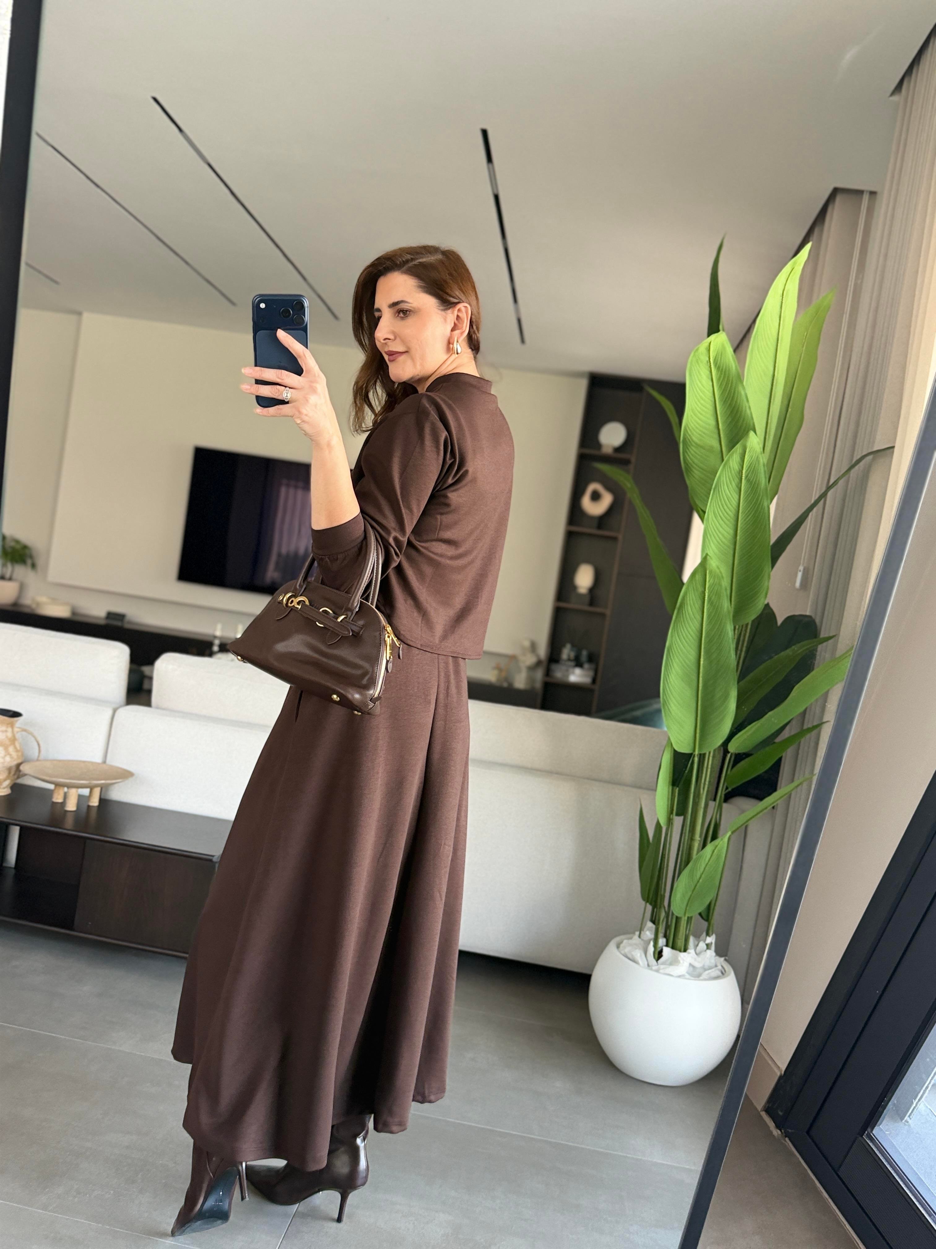 Acı Kahve Modal Ceket Etek Takım