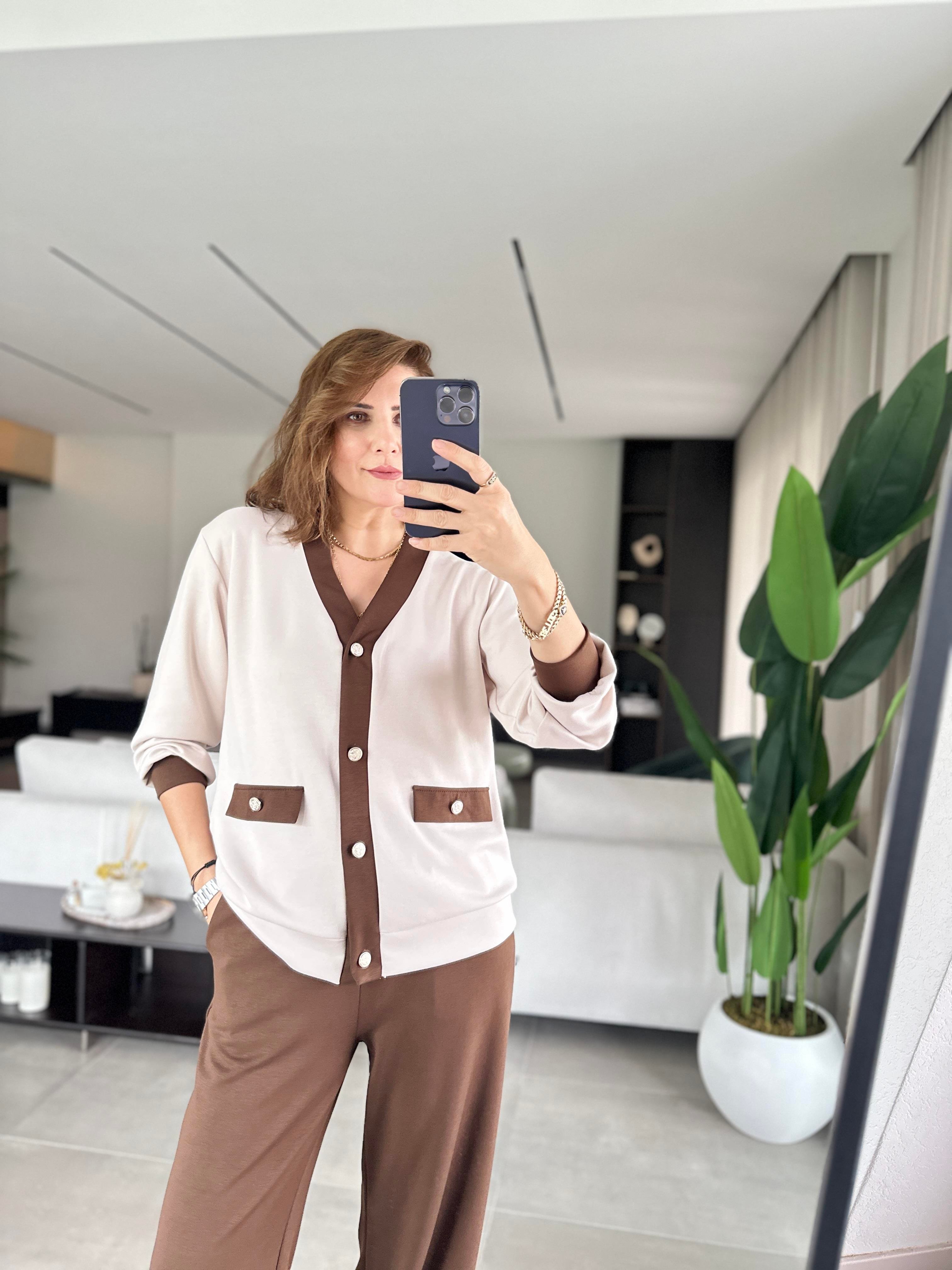 Acı Kahve Modal Hırka Takım
