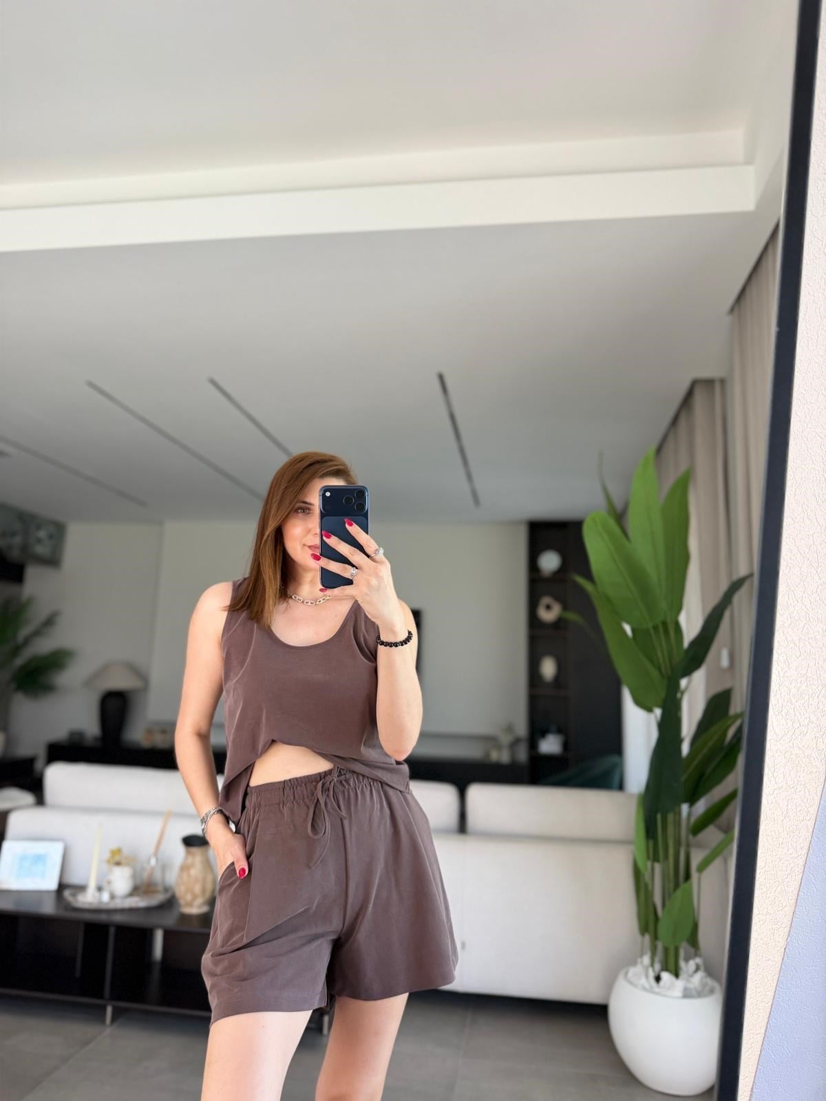 Acı Kahve Modal Premium Şortlu Takım