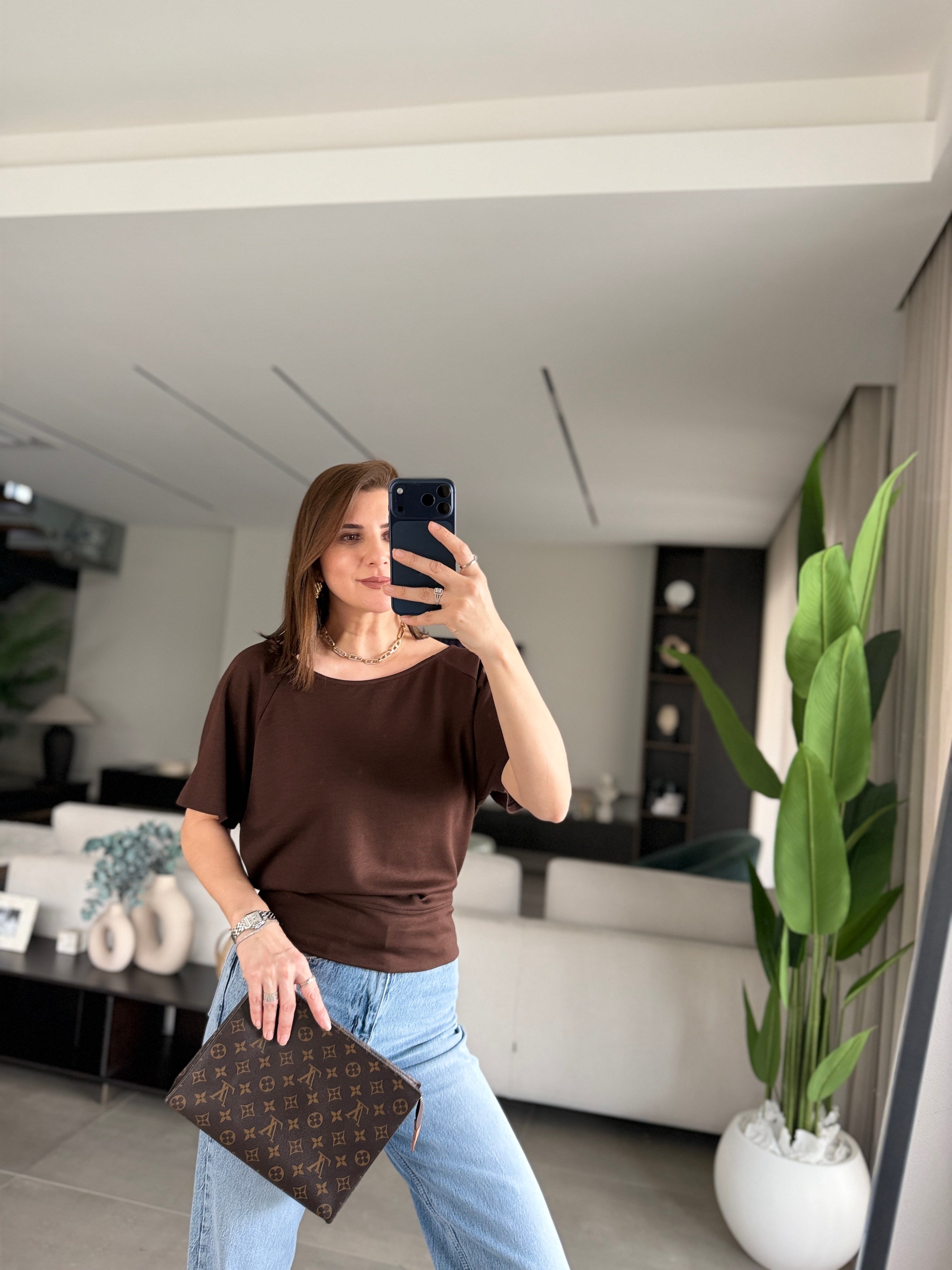 Acı Kahve Modal Yarasa Kol Bluz