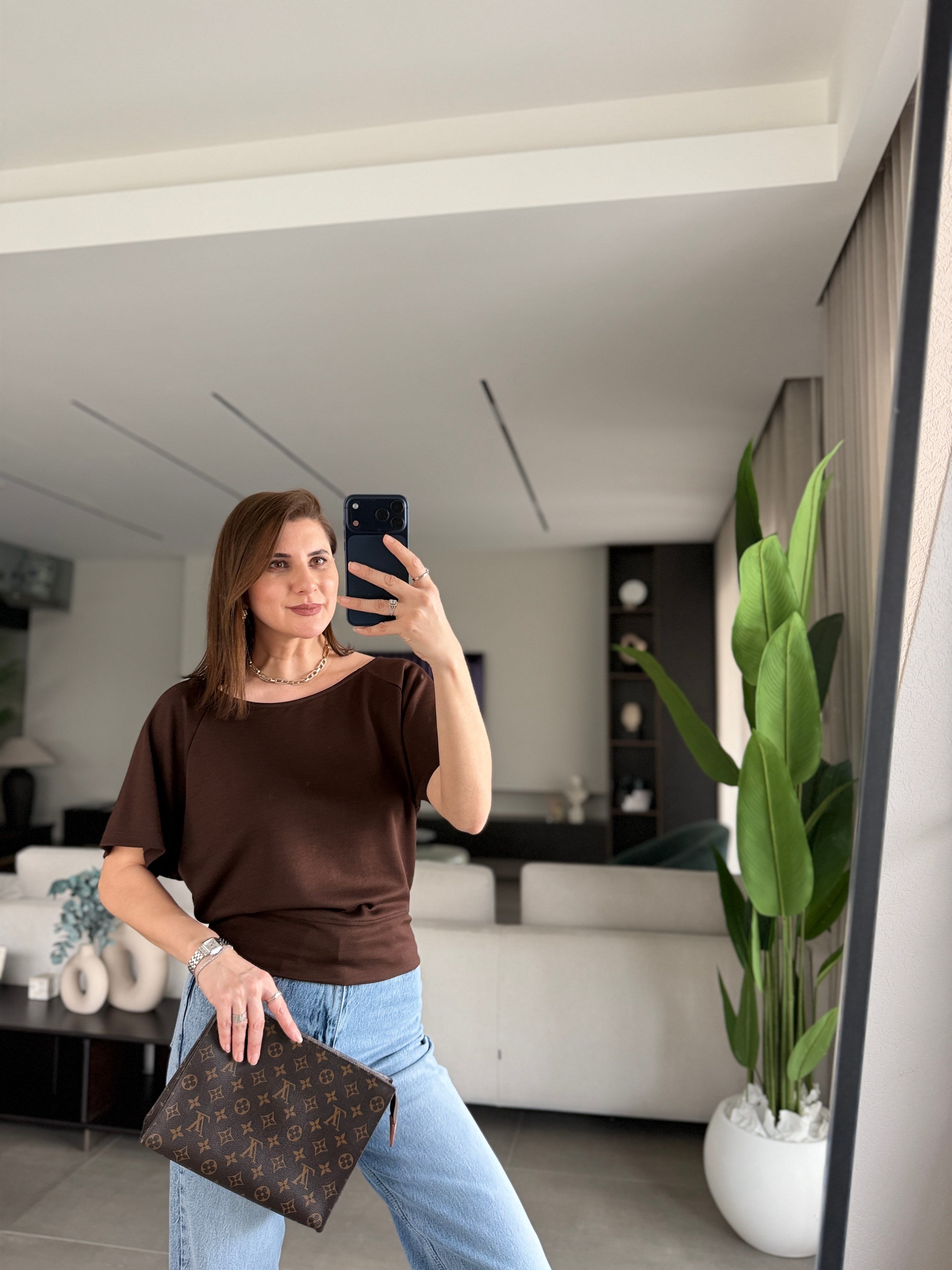 Acı Kahve Modal Yarasa Kol Bluz