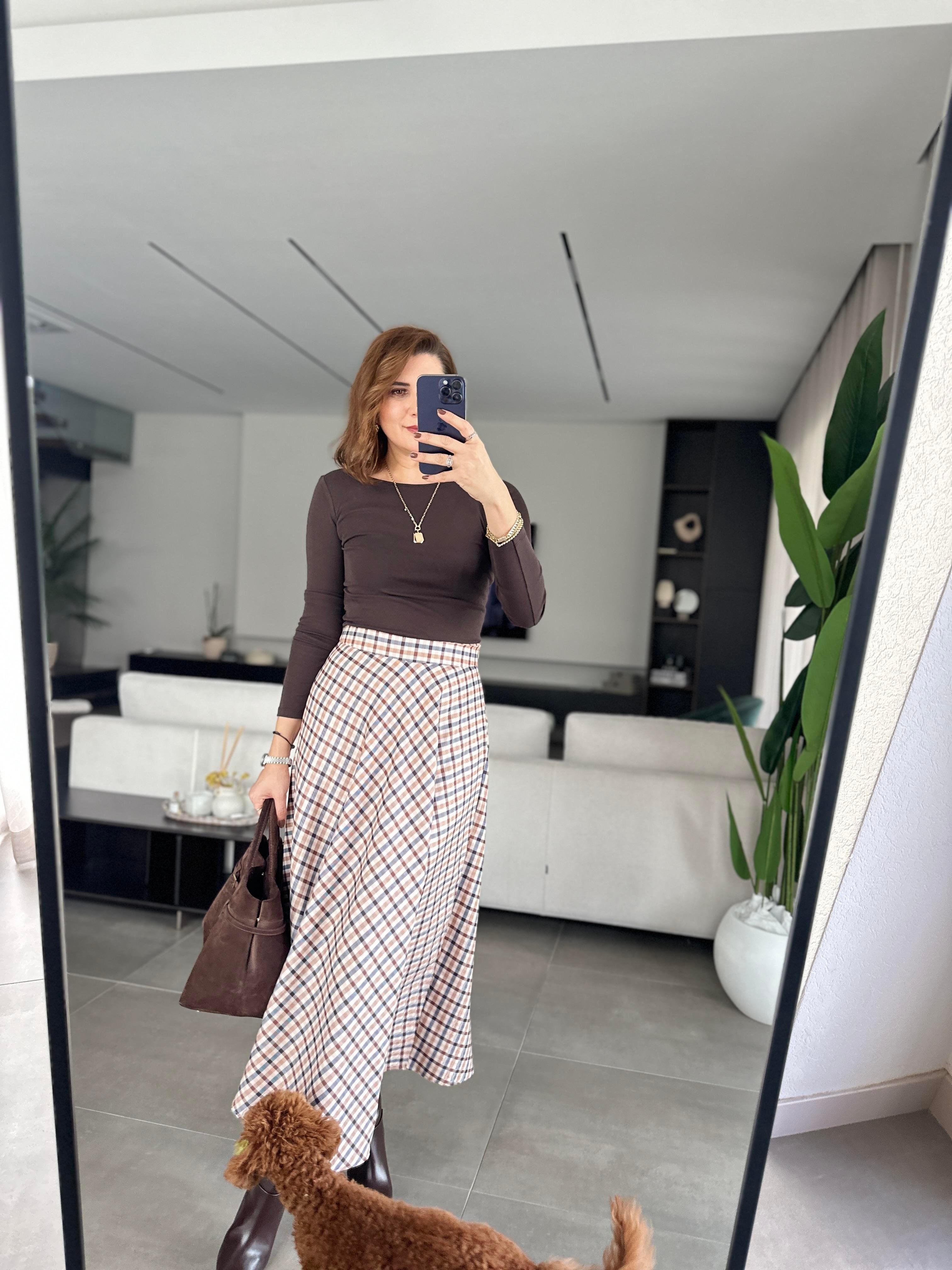 Acı Kahve Omuz Dikiş Detaylı Bluz