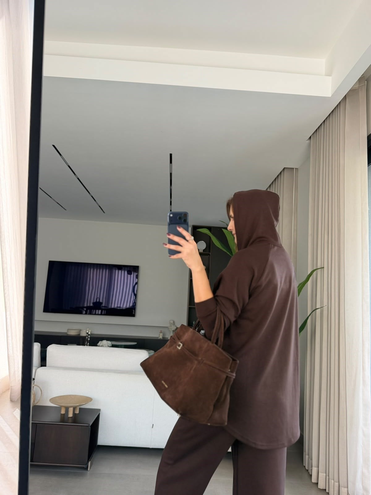 Acı Kahve Ön Fermuarlı Büyük Beden Takım