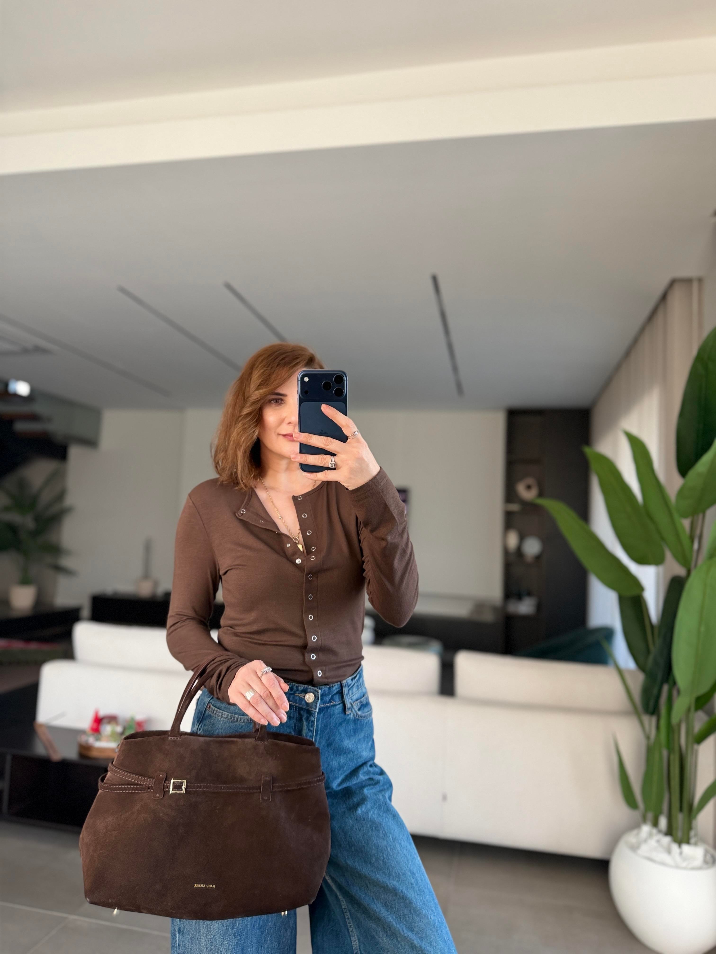 Acı Kahve Önü Çıtçıtlı Buzzy Bluz