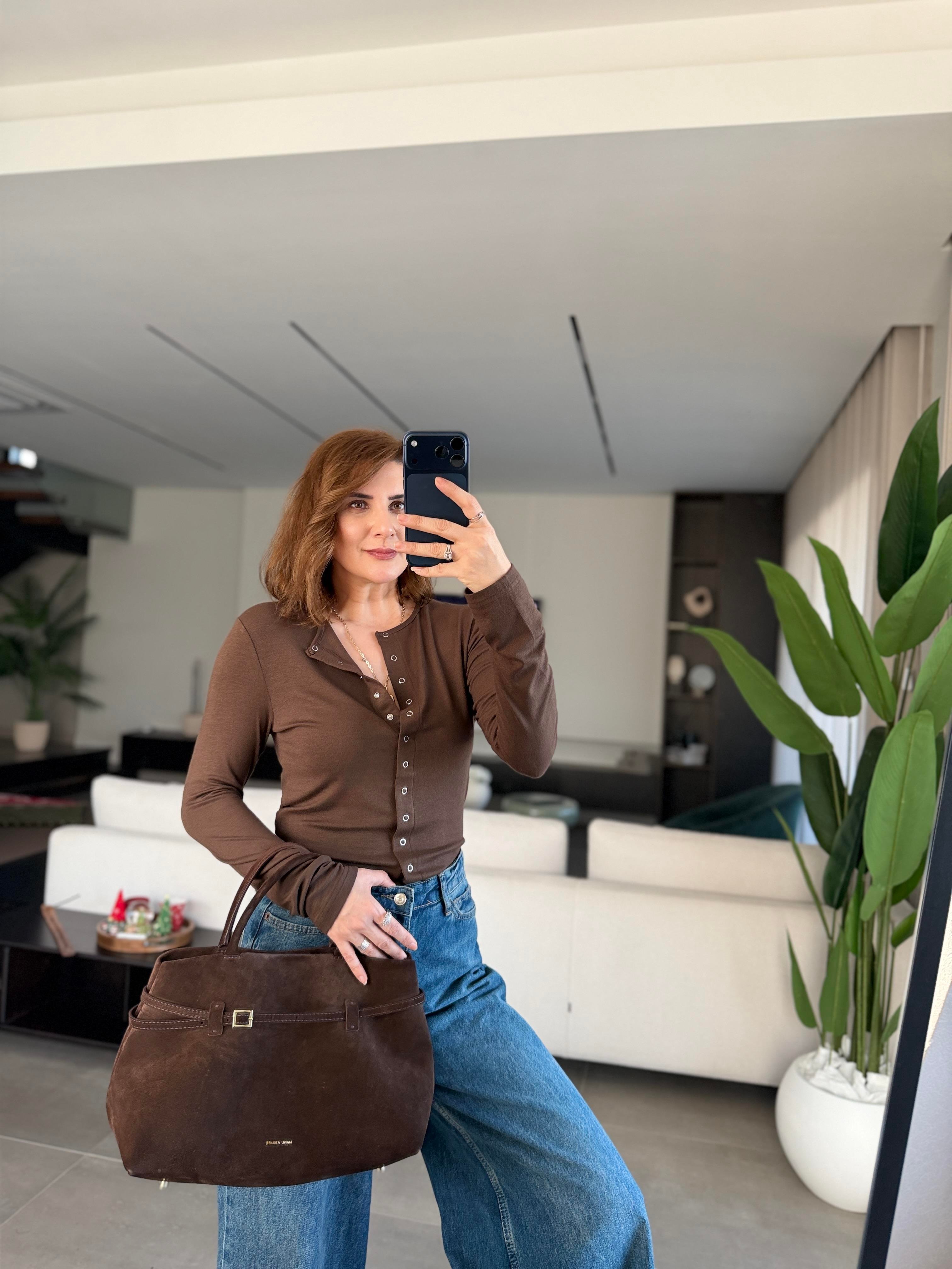 Acı Kahve Önü Çıtçıtlı Buzzy Bluz