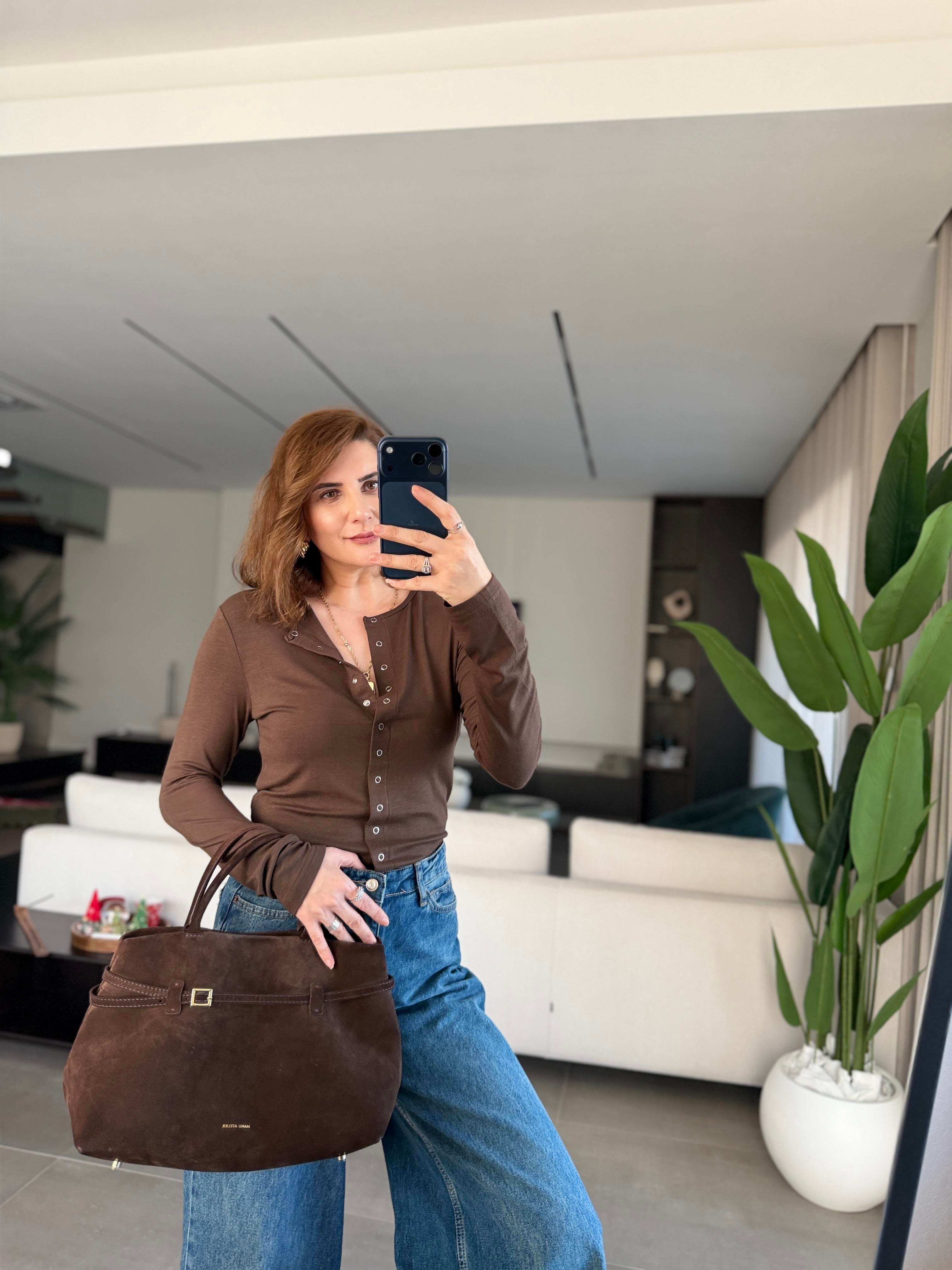 Acı Kahve Önü Çıtçıtlı Buzzy Bluz