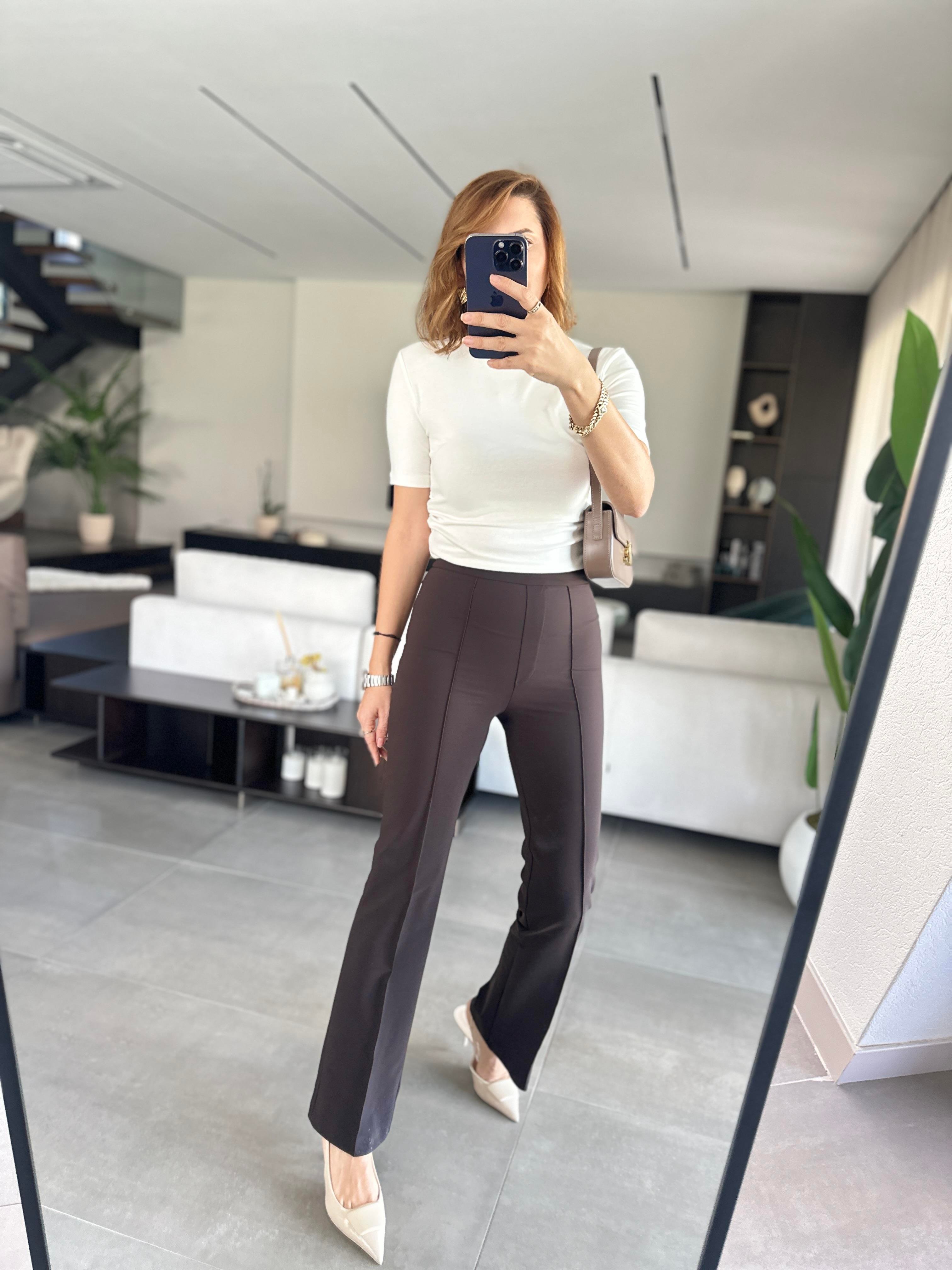 Acı Kahve Önü Dikişli Toparlayıcı Pantolon