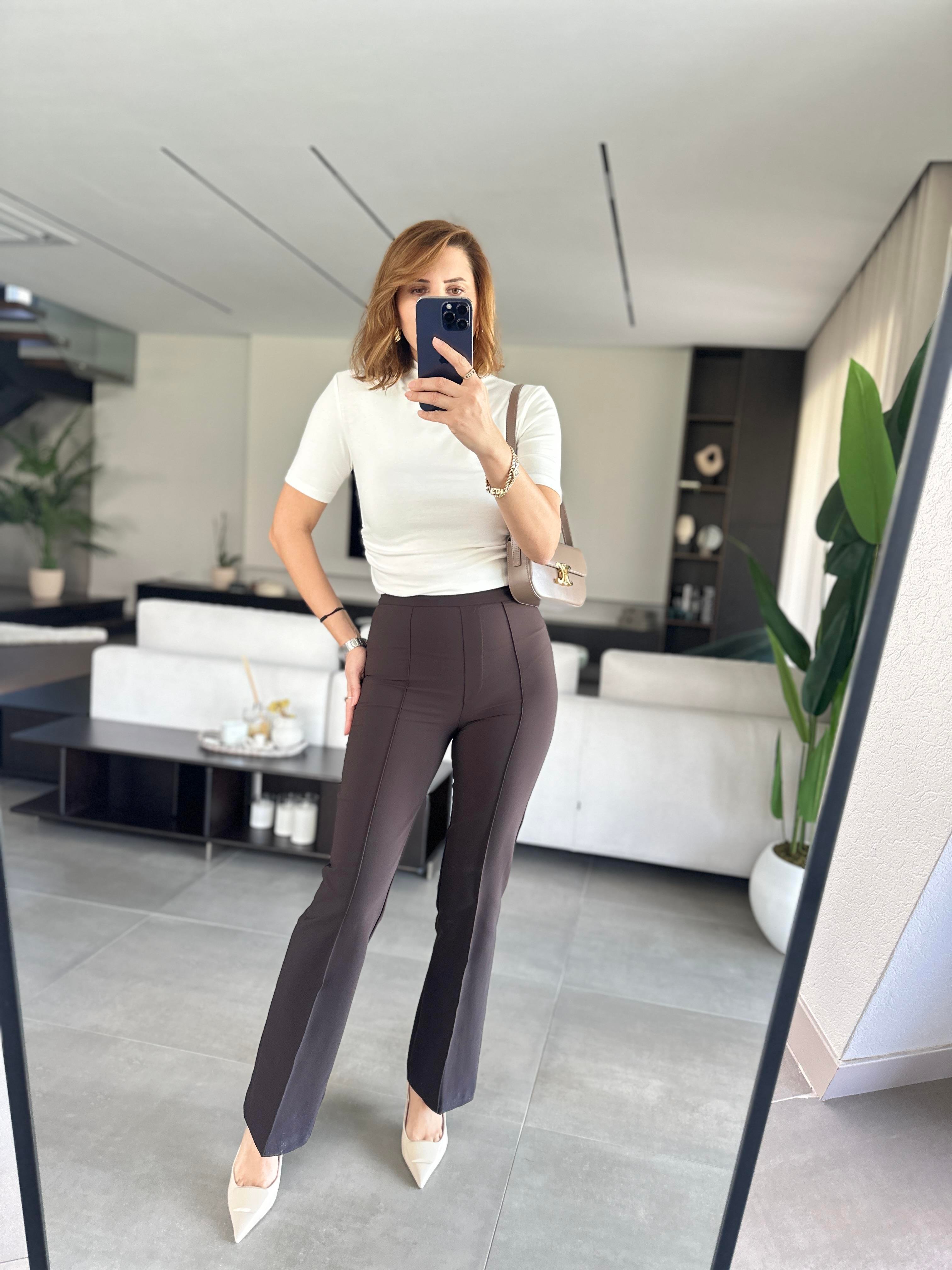 Acı Kahve Önü Dikişli Toparlayıcı Pantolon