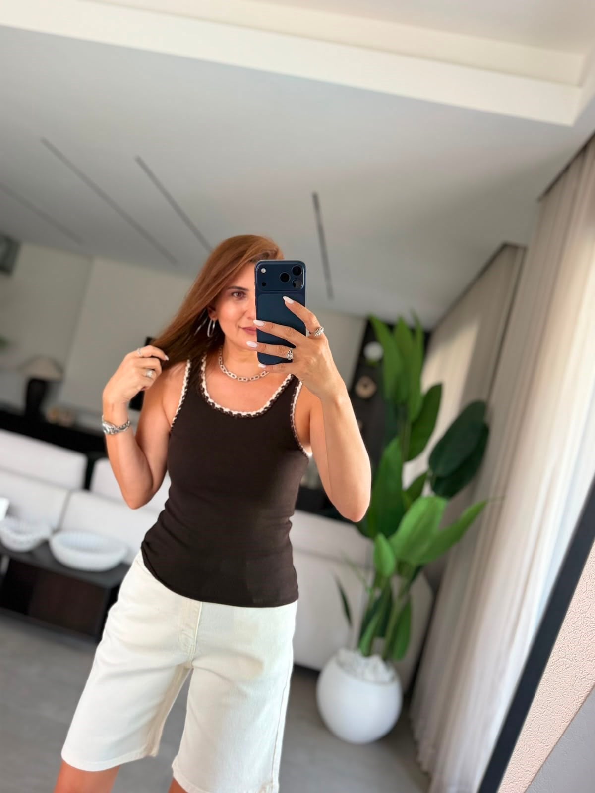 Acı Kahve Örgü Detaylı Fitilii Atlet
