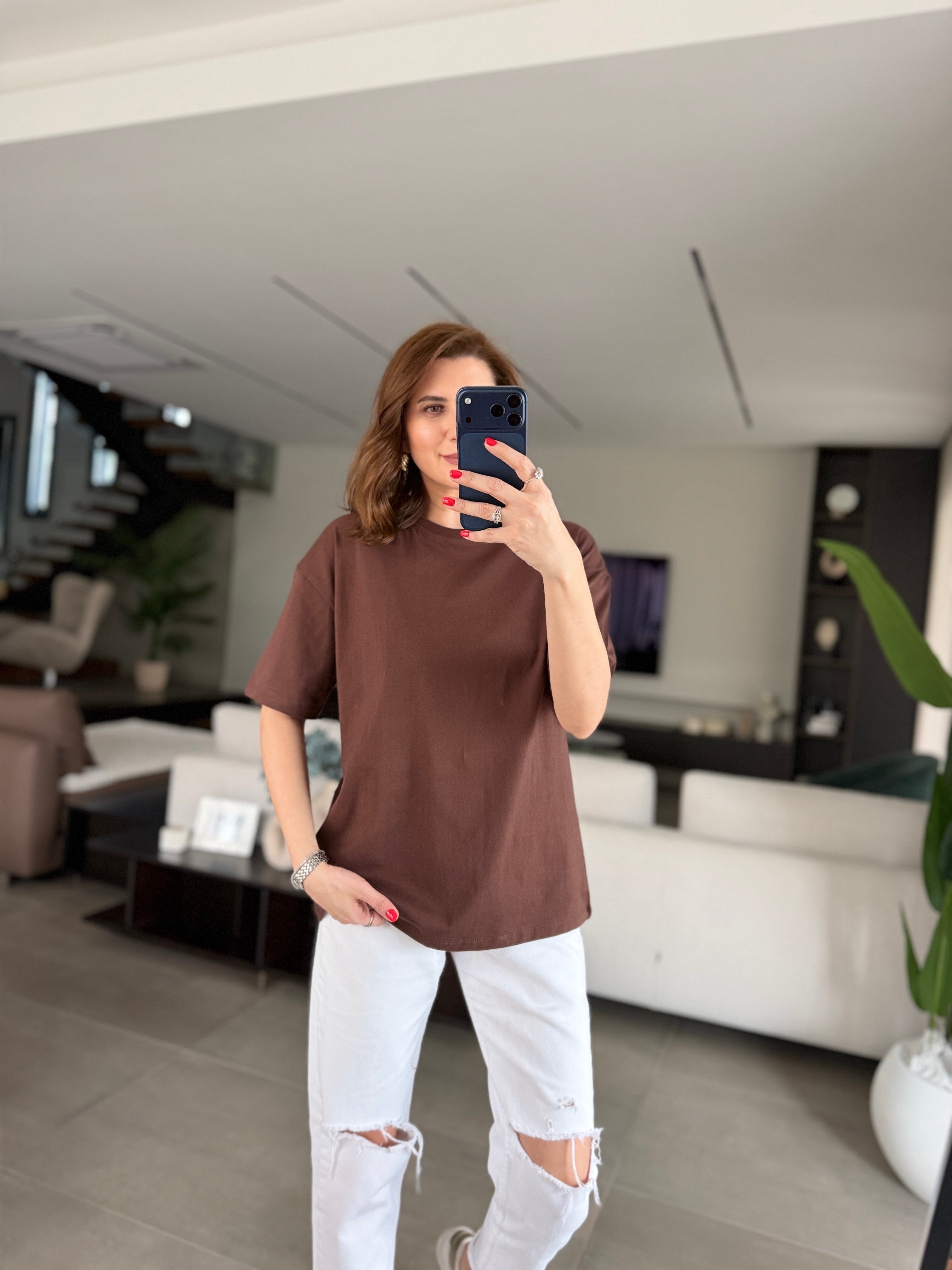 Acı Kahve Oversize Basic T-shirt