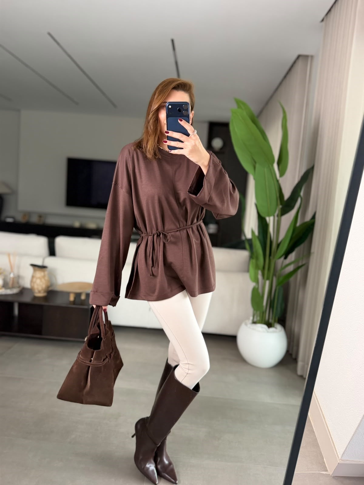 Acı Kahve Oys Bağlamalı Bluz