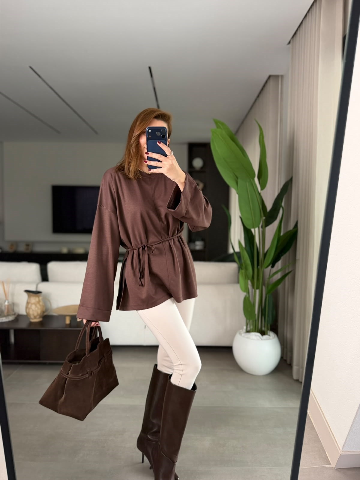 Acı Kahve Oys Bağlamalı Bluz