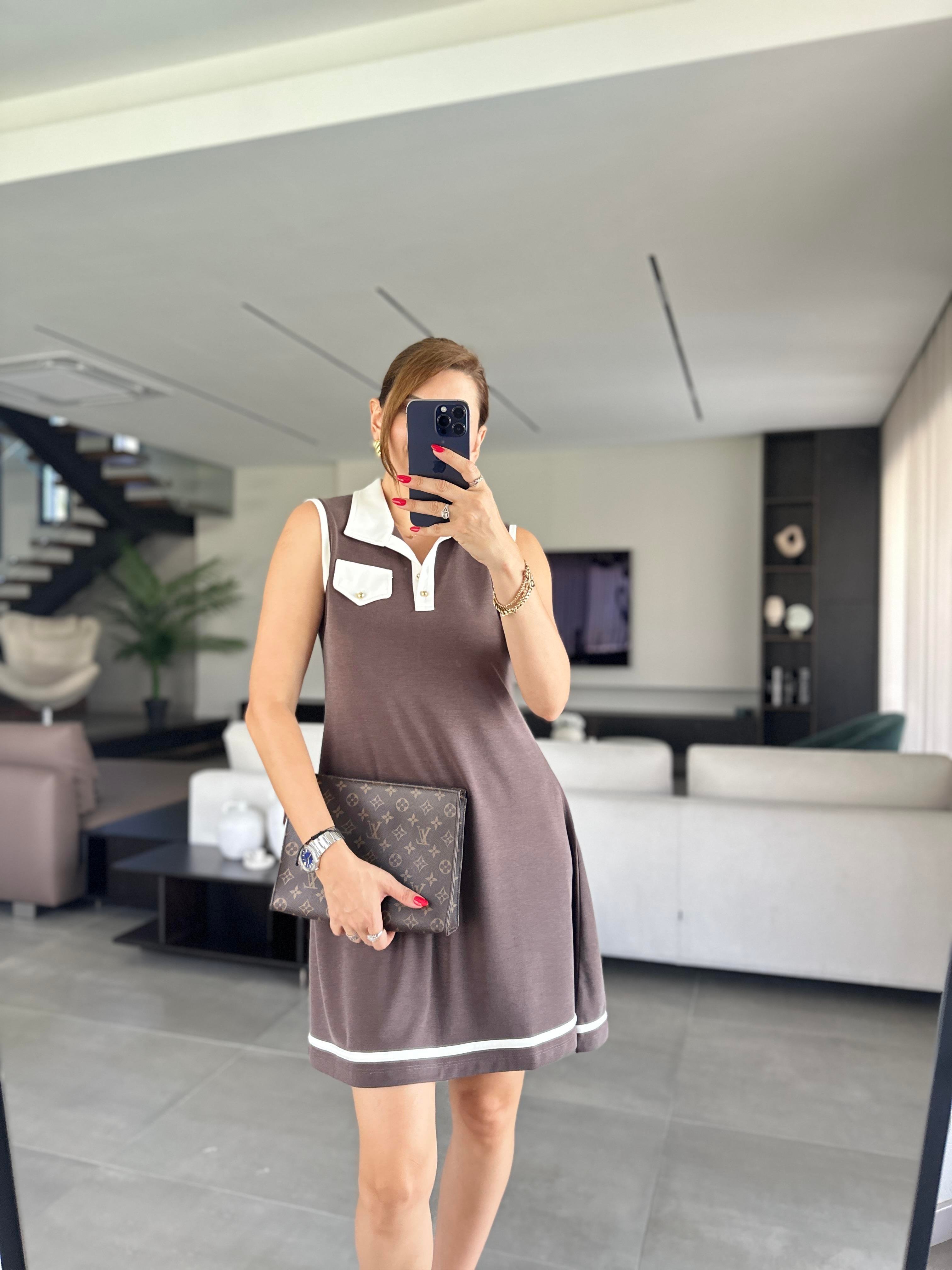 Acı Kahve Oys Yakalı Elbise