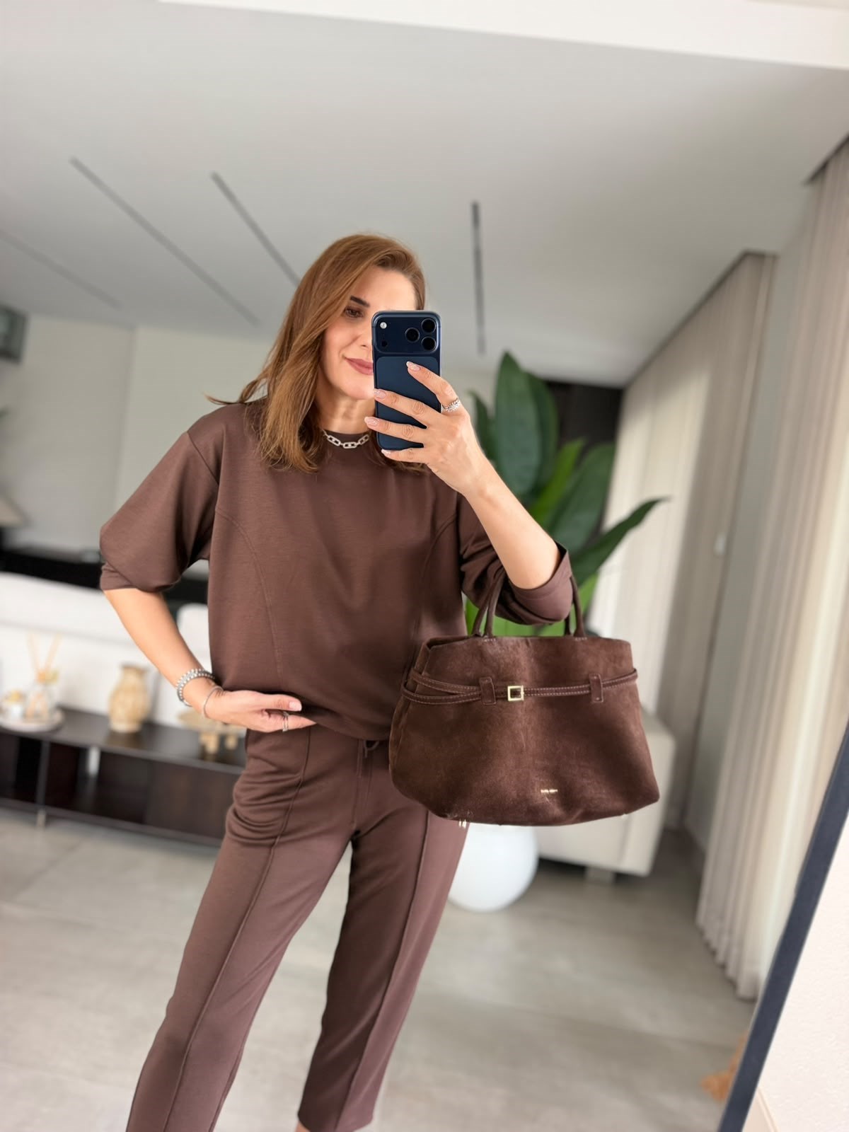 Acı Kahve Panel Dikişli Modal Takım