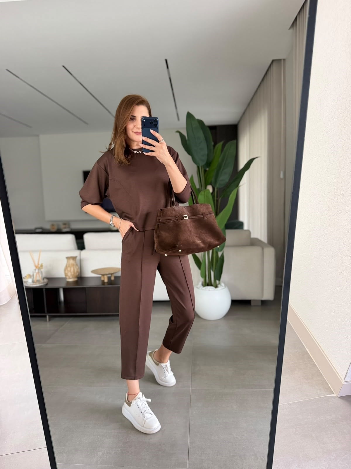 Acı Kahve Panel Dikişli Modal Takım