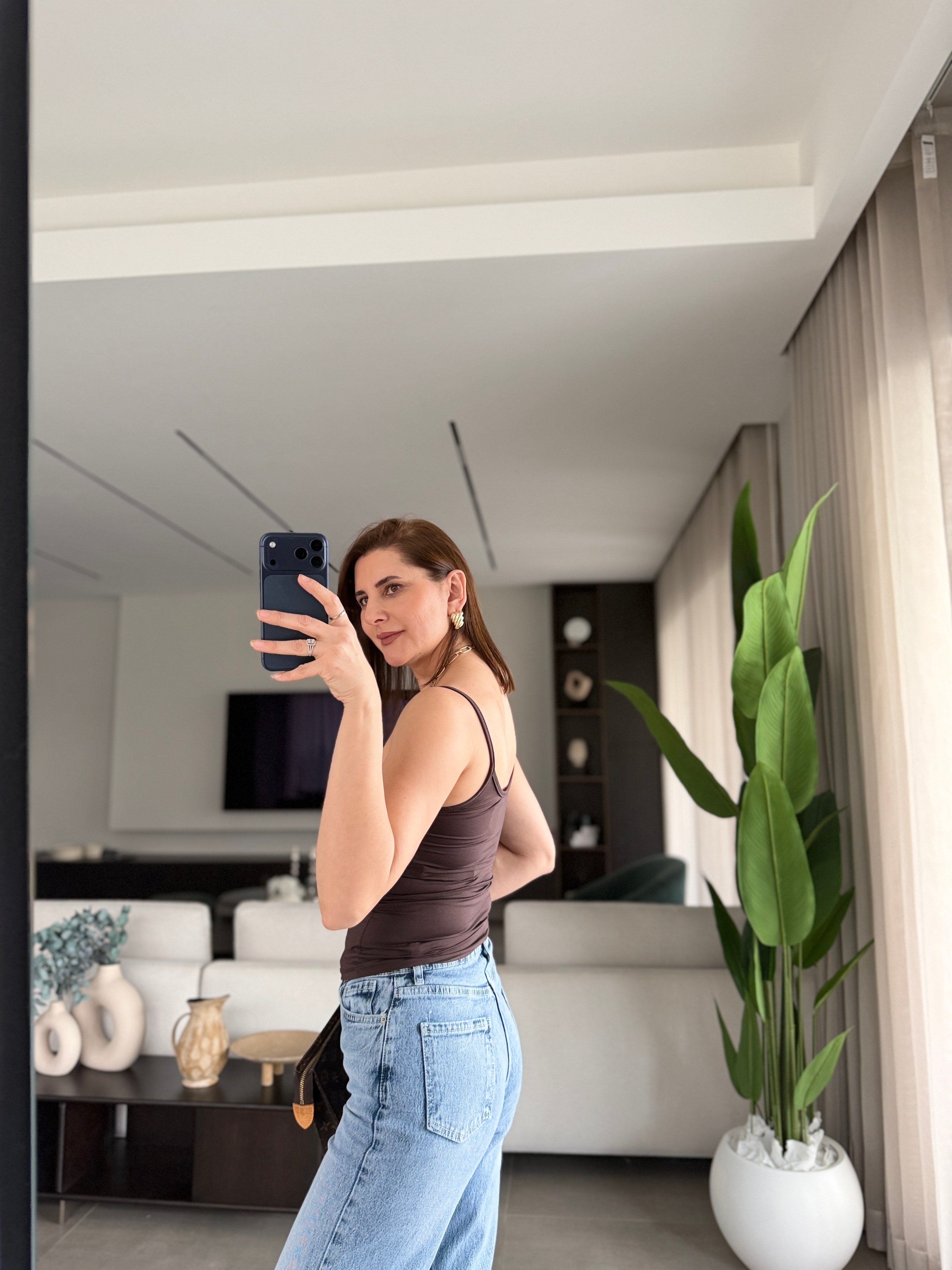 Acı Kahve Polyemid İp Askılı Atlet