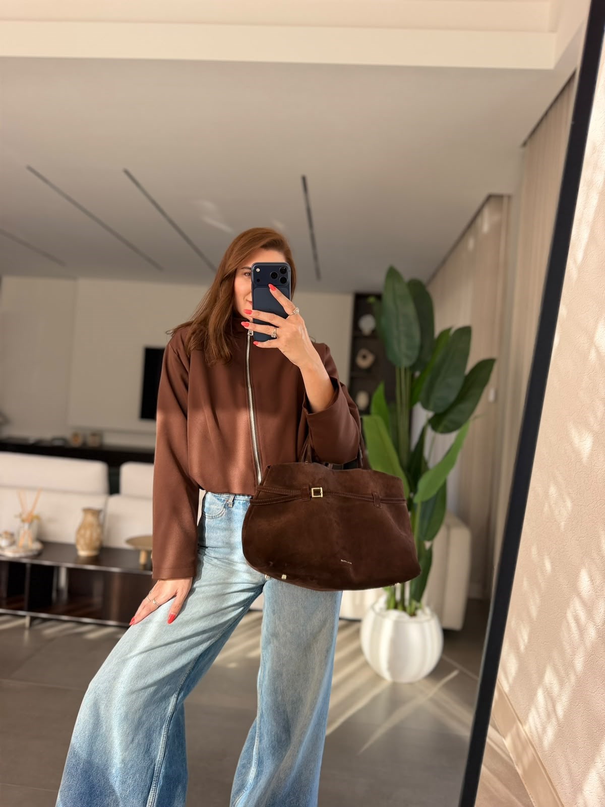 Acı Kahve  Ruby Astarlı Fermuarlı Ceket