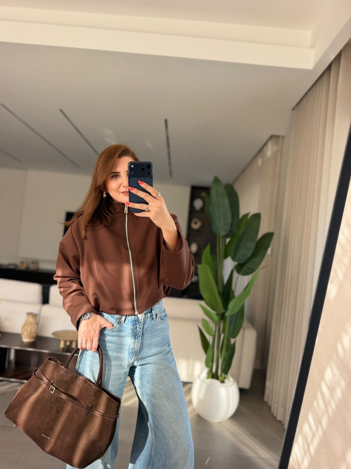 Acı Kahve  Ruby Astarlı Fermuarlı Ceket