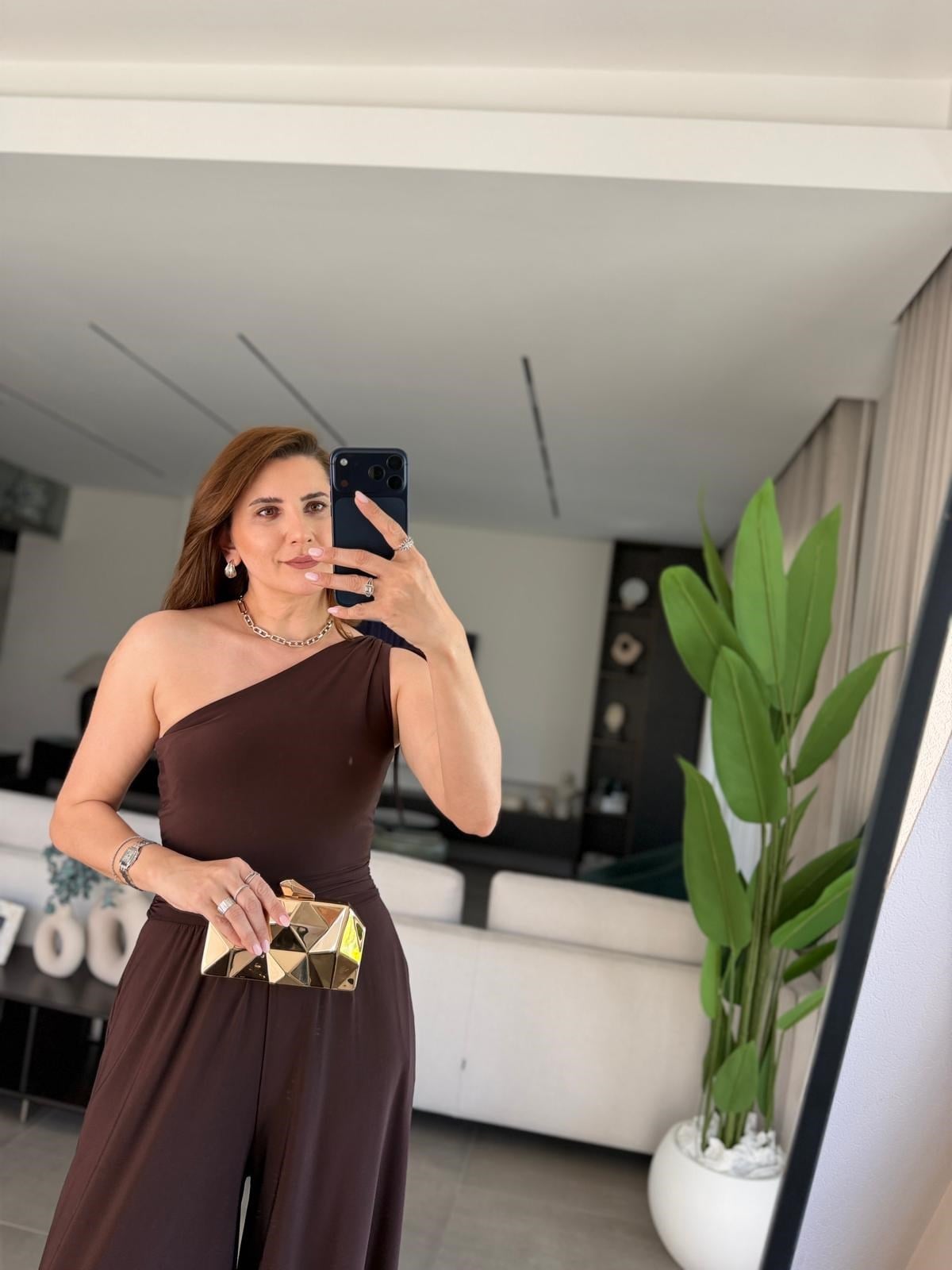 Acı Kahve Sandy Tek Omuz Tulum