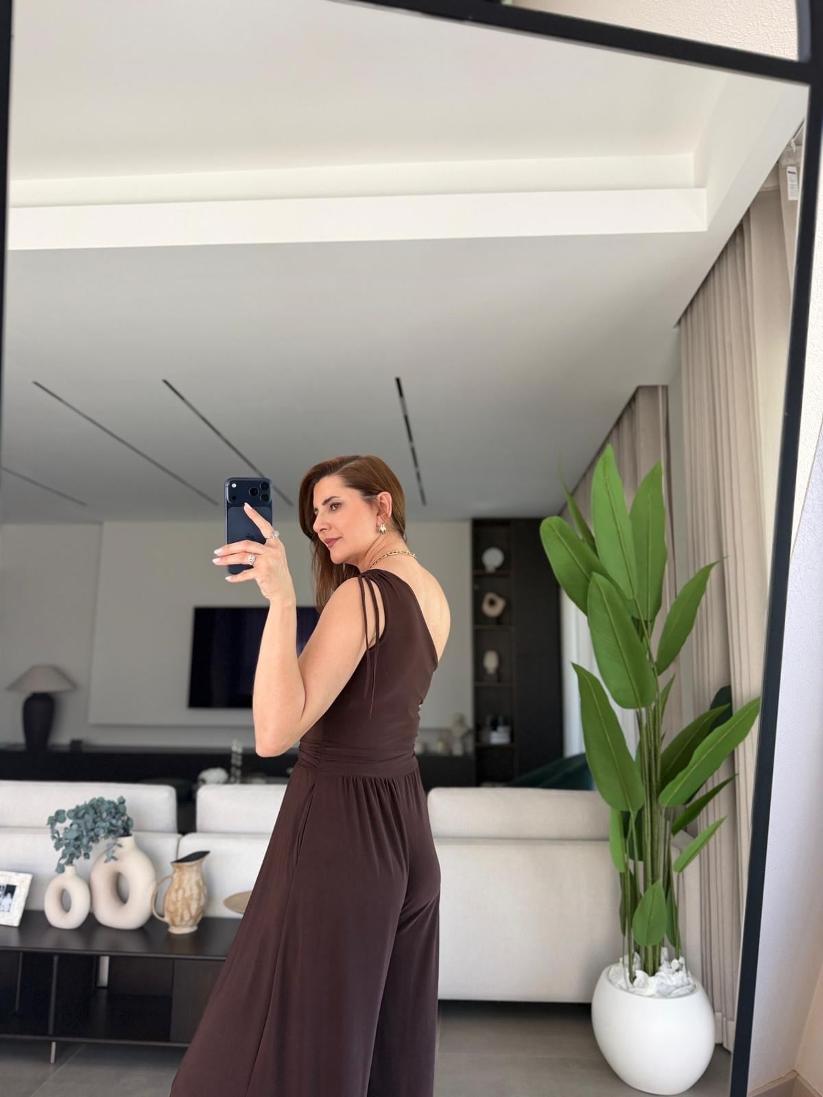 Acı Kahve Sandy Tek Omuz Tulum