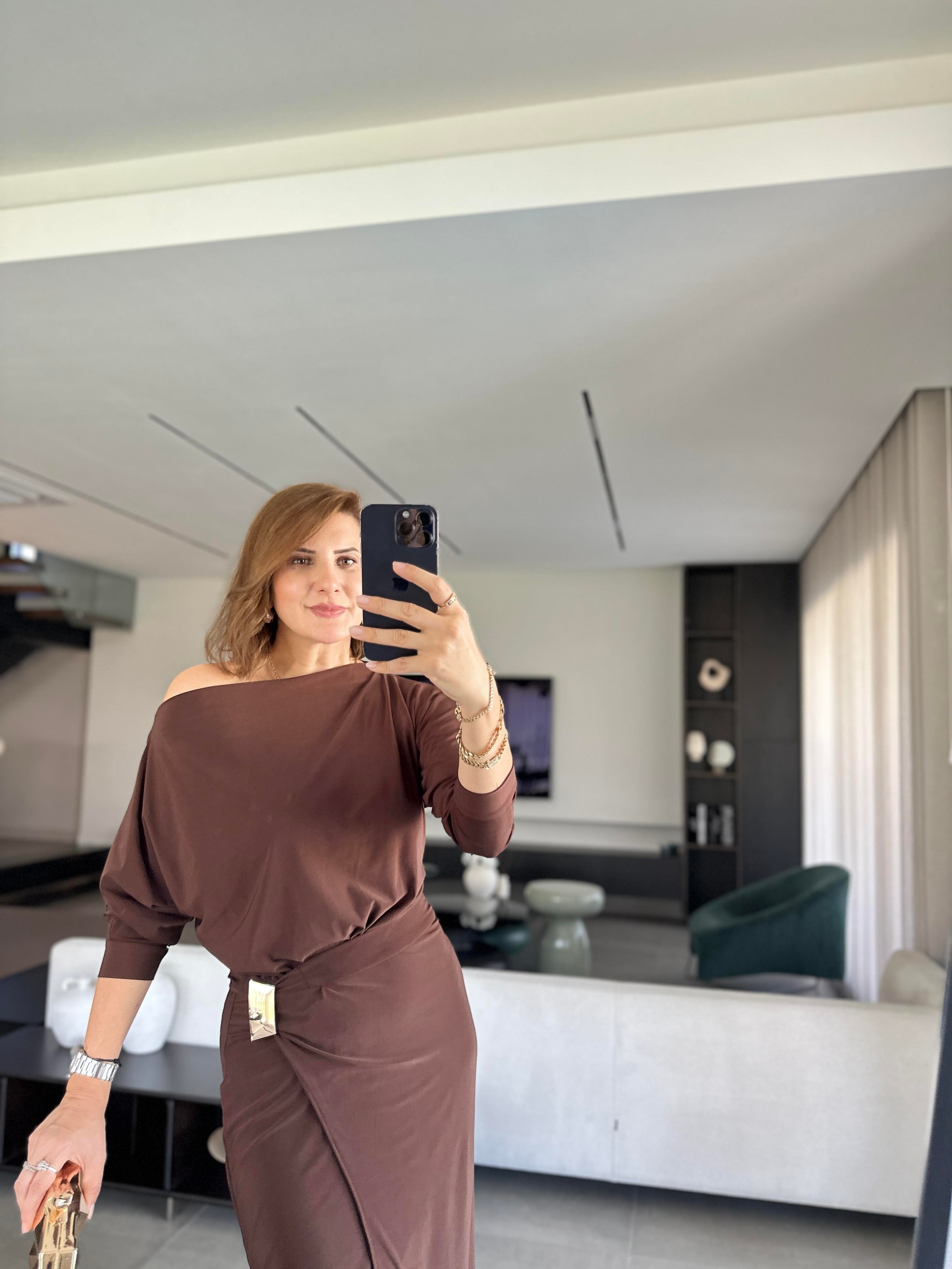 Acı Kahve Sandy Tokalı Elbise