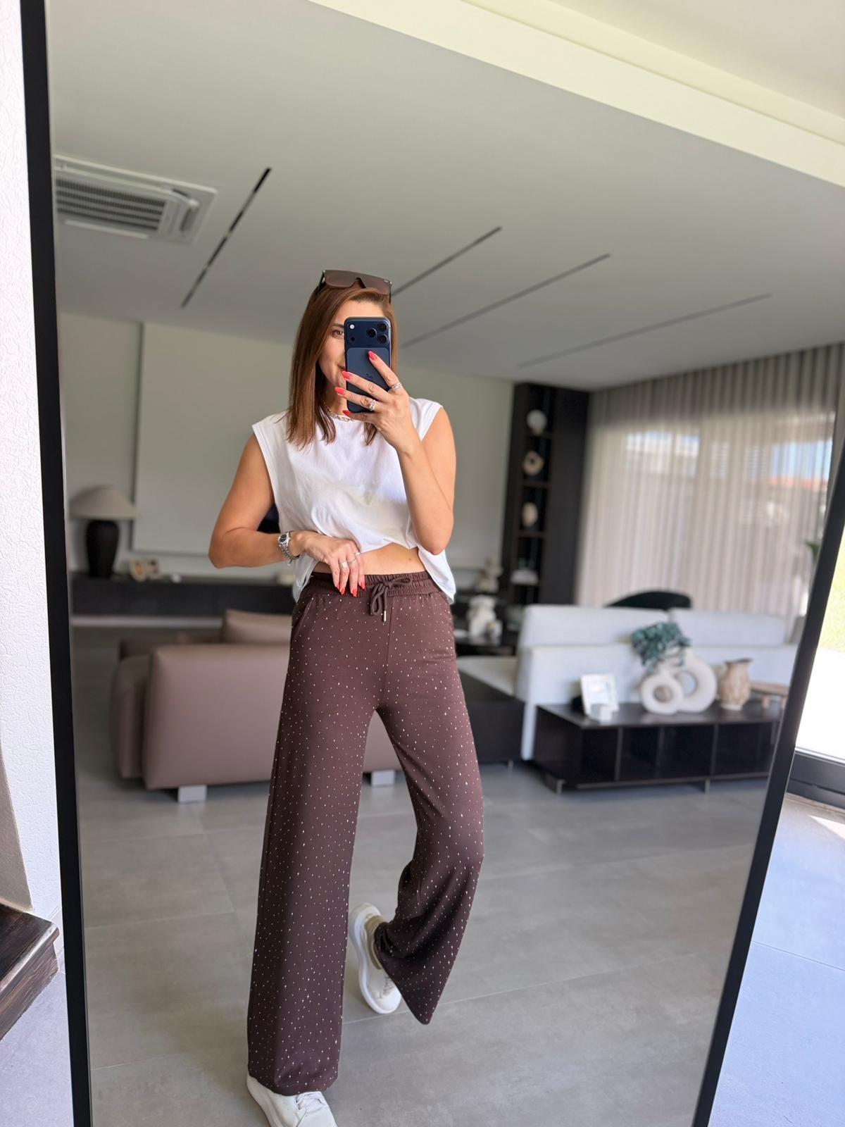 Acı Kahve Taşlı Modal Pantolon