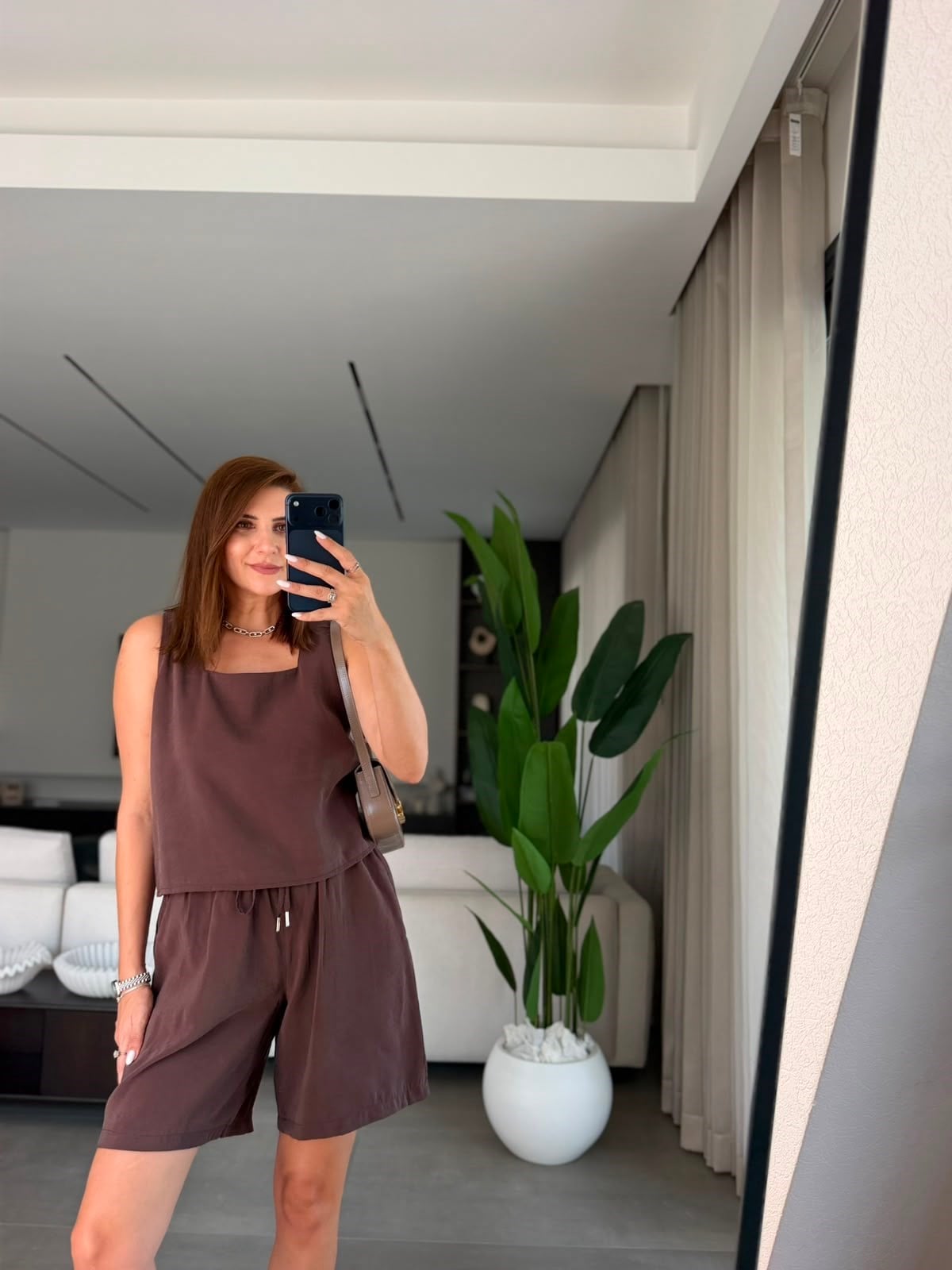 Acı Kahve Terra Tencel Şort Takım