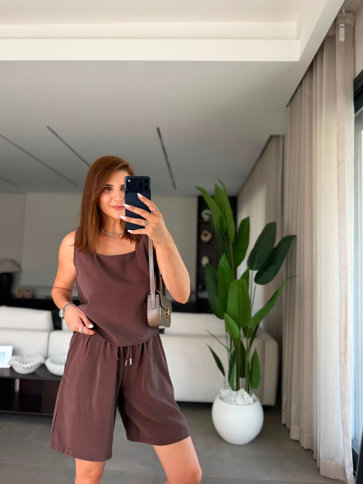 Acı Kahve Terra Tencel Şort Takım
