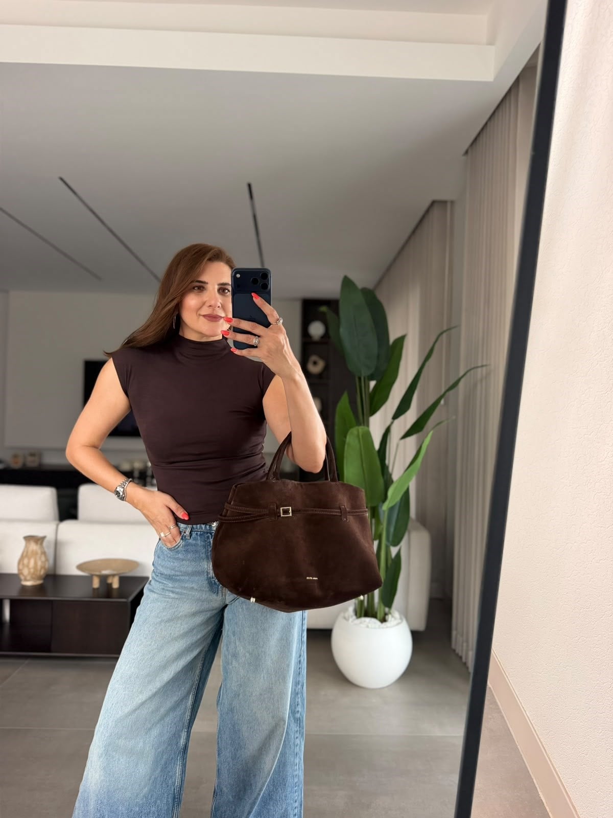 Acı Kahve Yarım Balıkçı Yaka Bluz