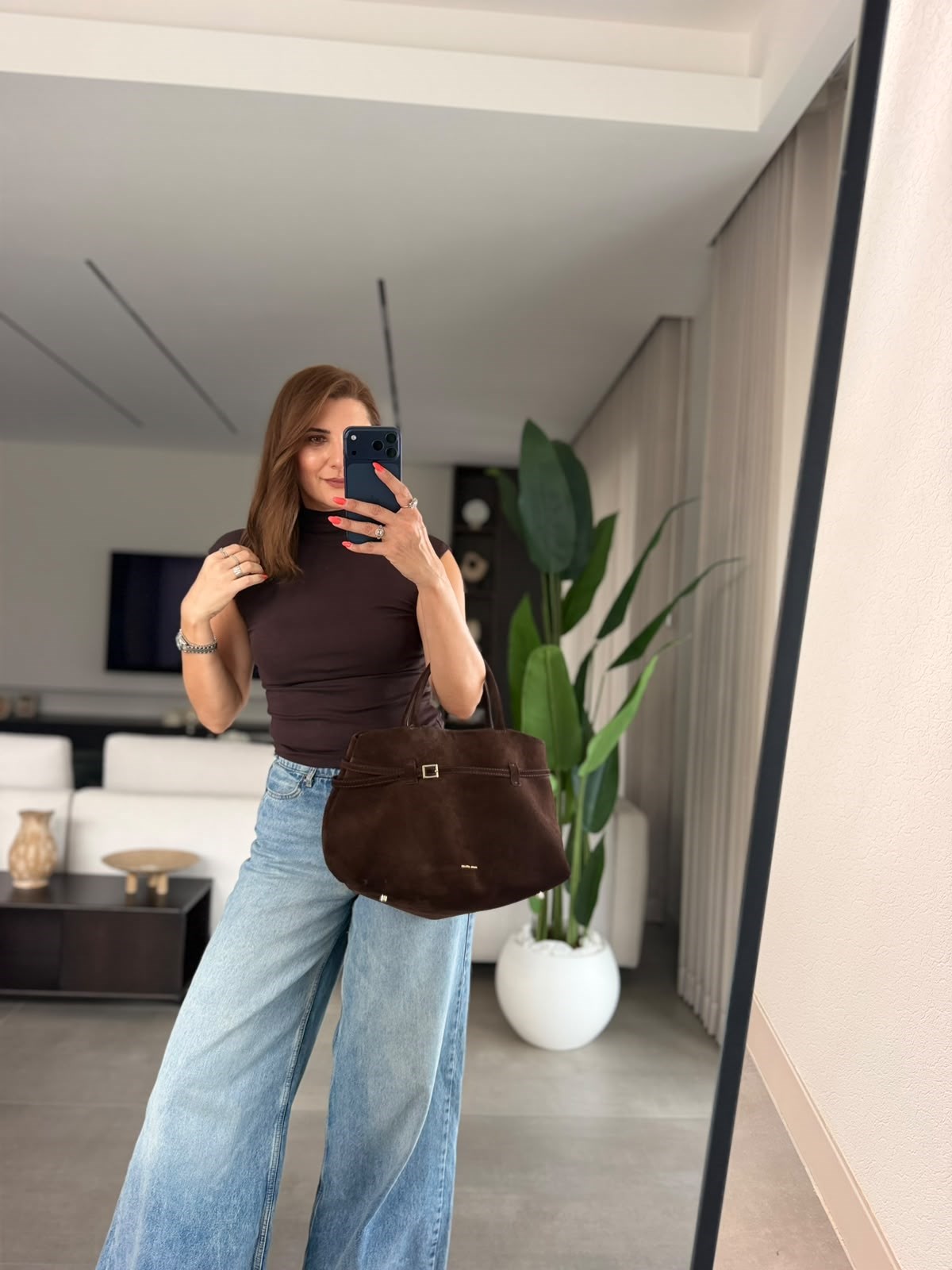Acı Kahve Yarım Balıkçı Yaka Bluz