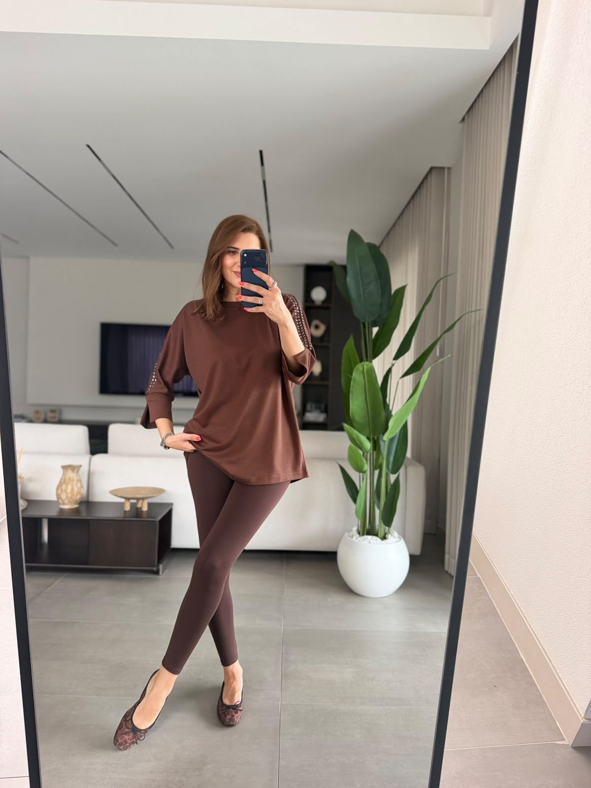 Acı Kahve Zımbalı Yarasa Kol Bluz