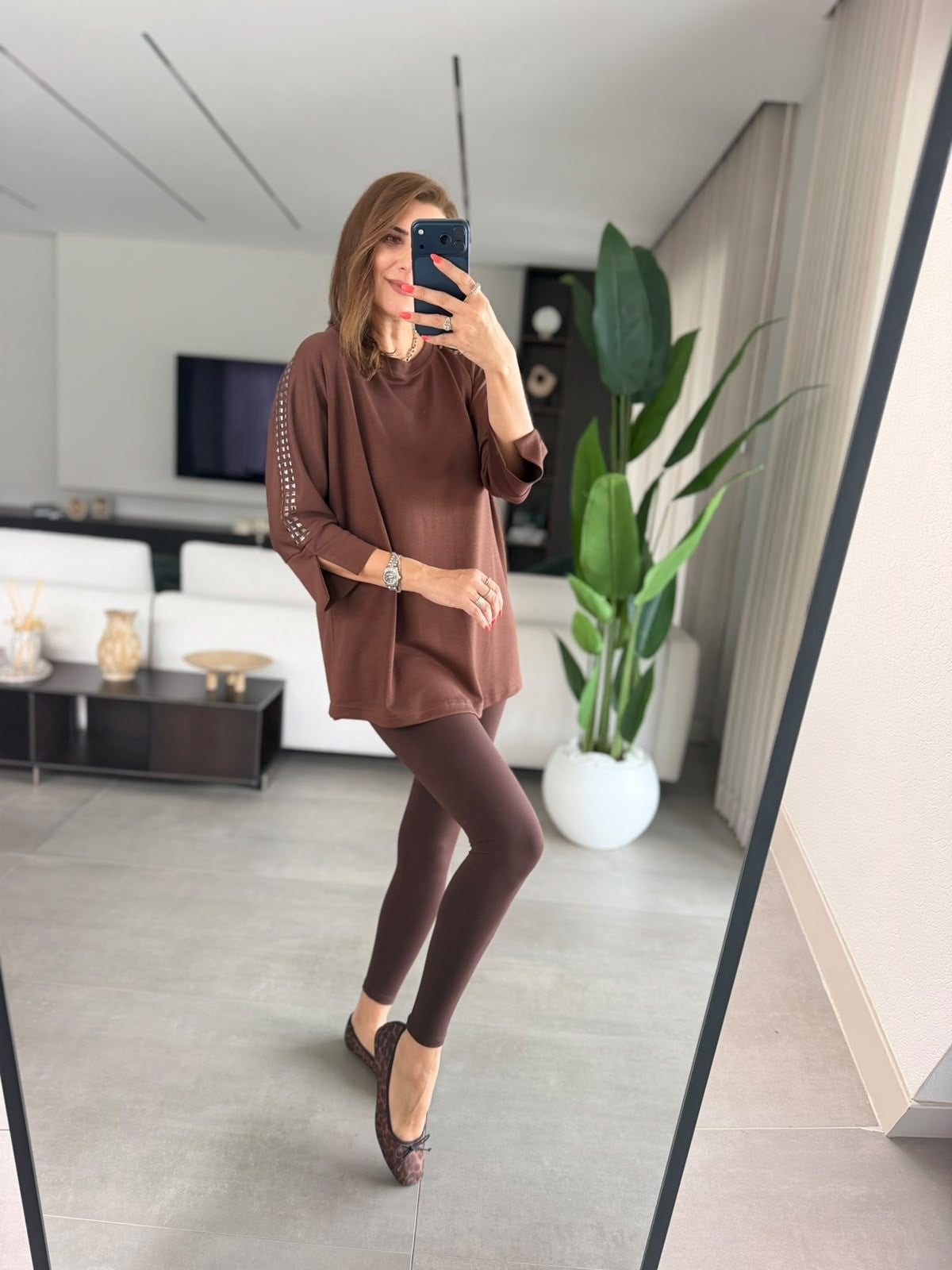 Acı Kahve Zımbalı Yarasa Kol Bluz