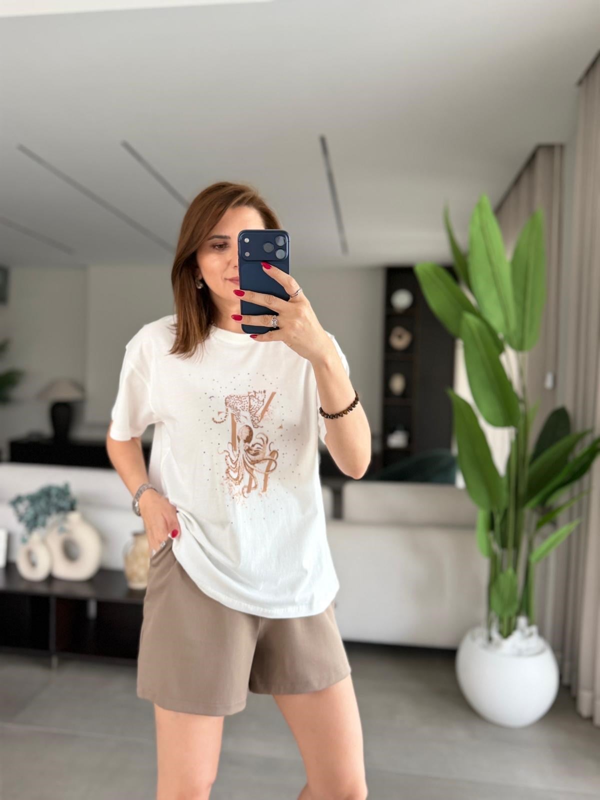 Ahtapot Baskılı T-shirt