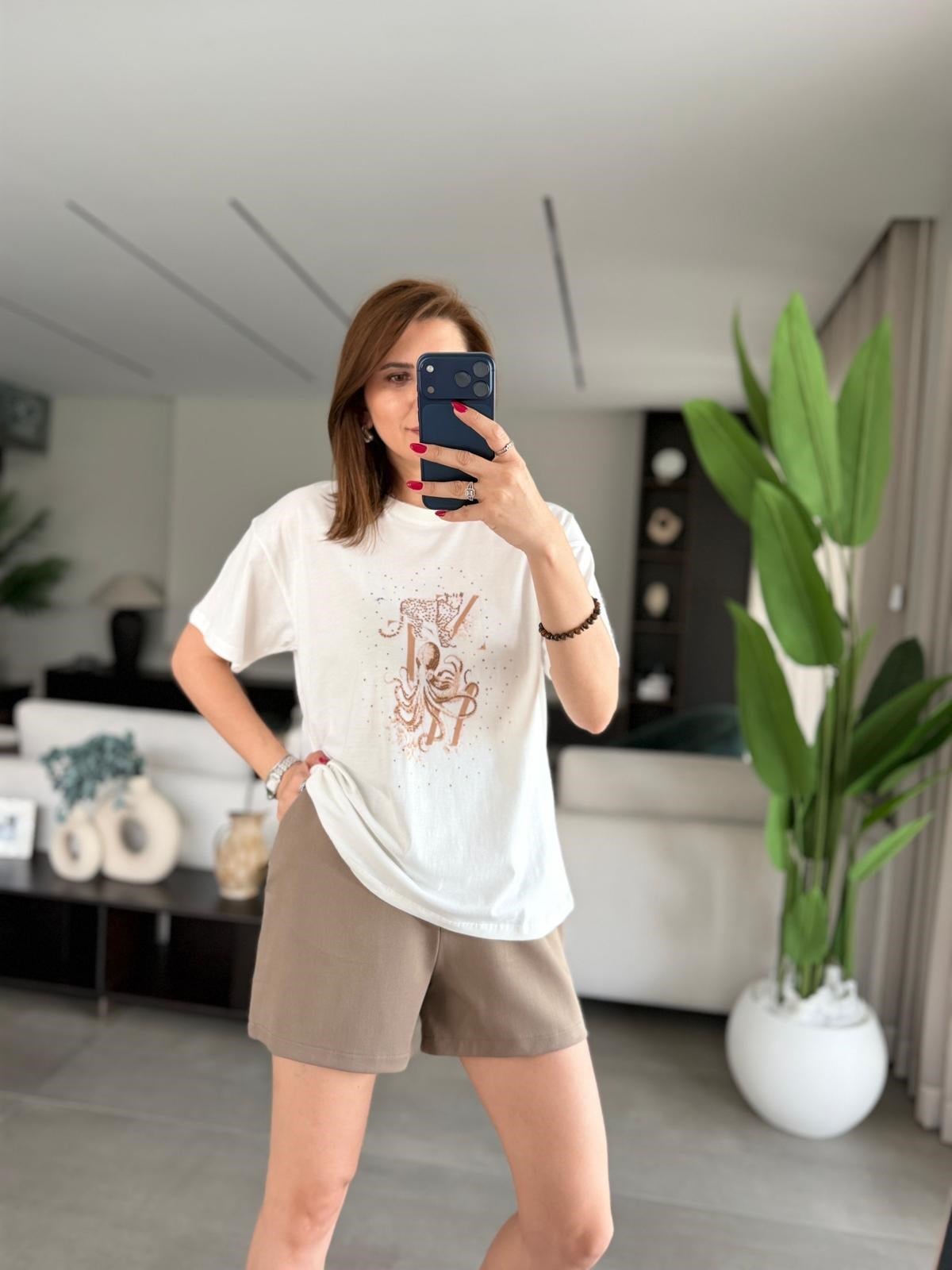 Ahtapot Baskılı T-shirt