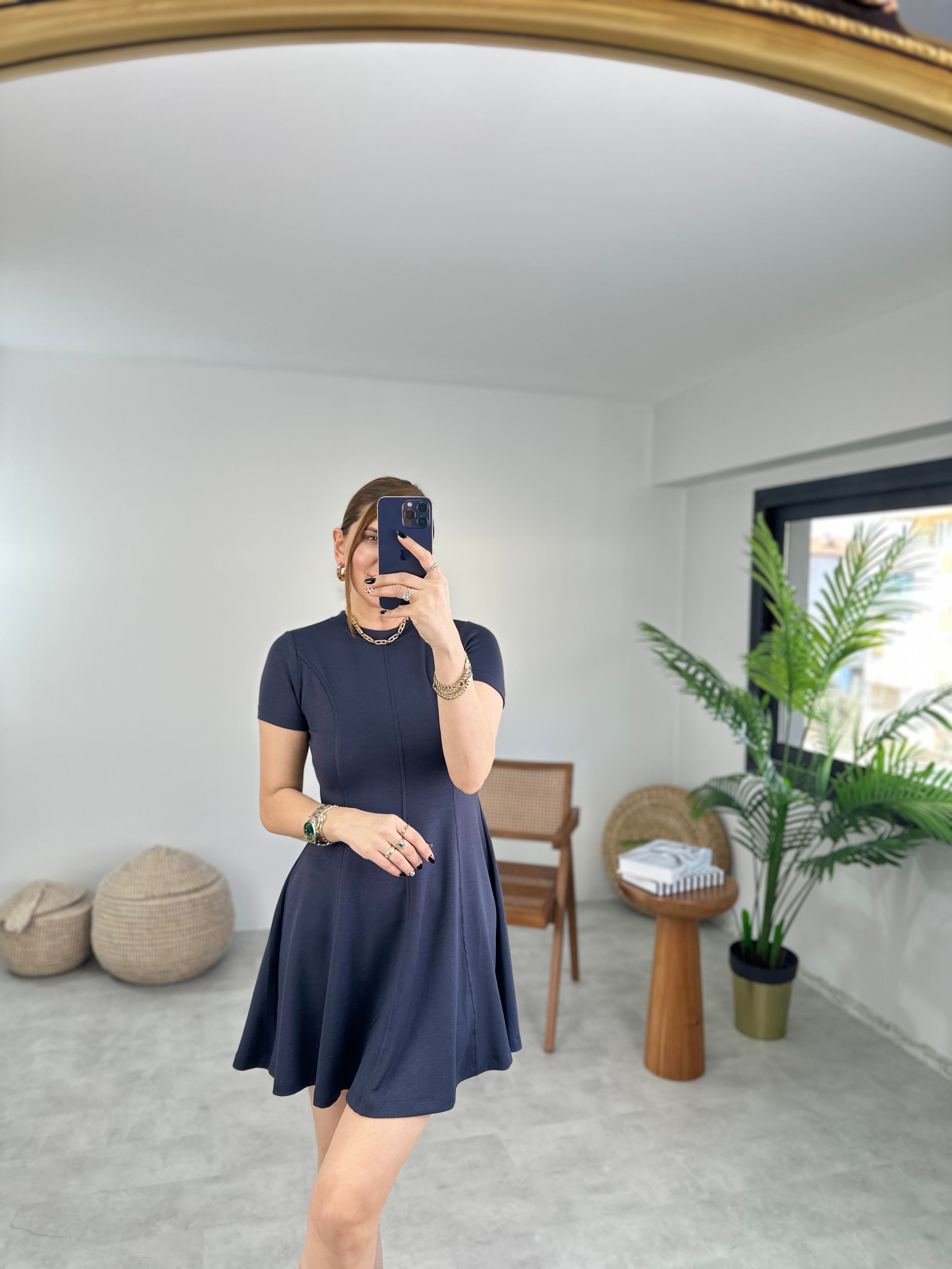 Antrasit Cupra Parçalı Elbise