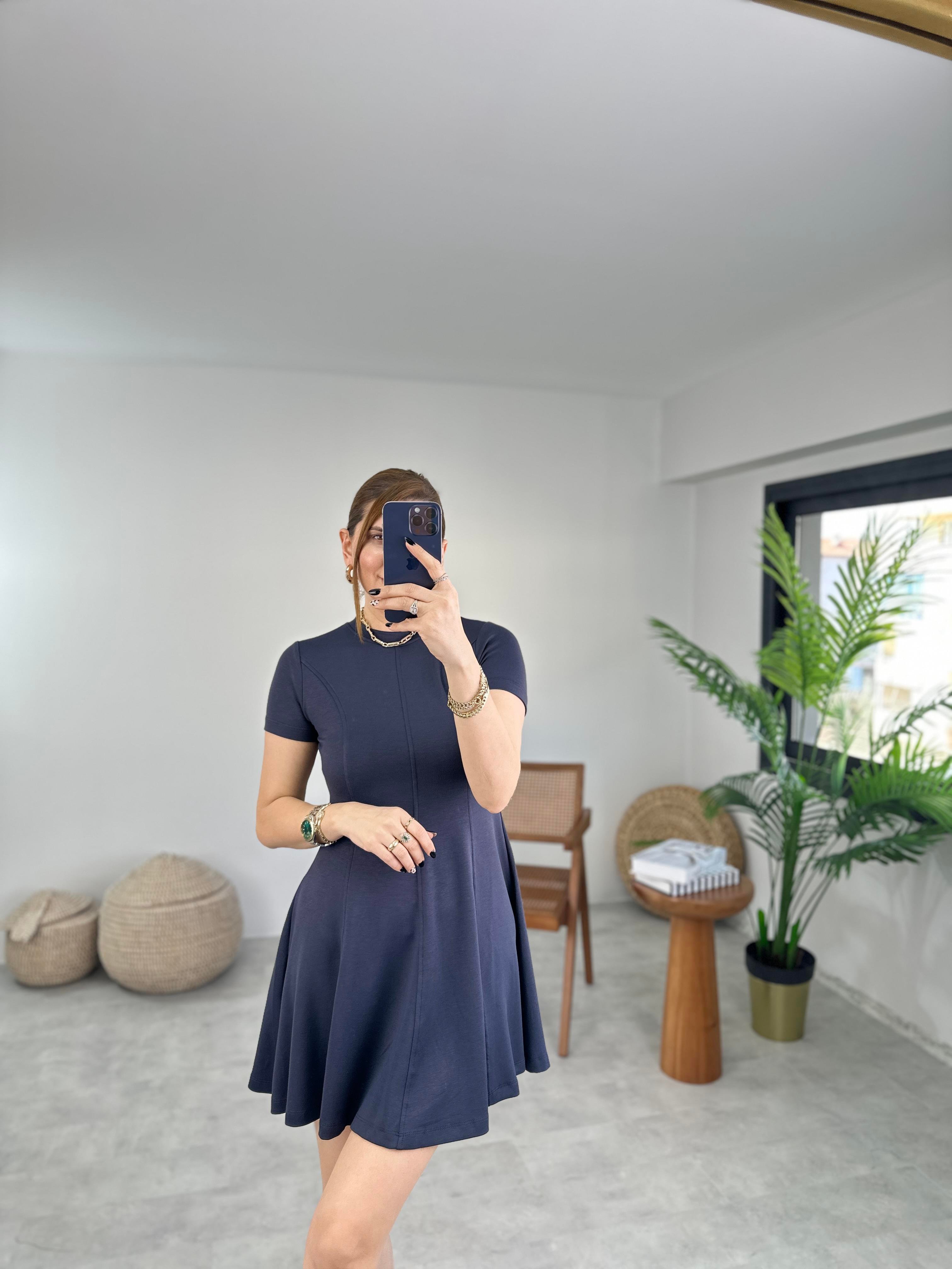 Antrasit Cupra Parçalı Elbise