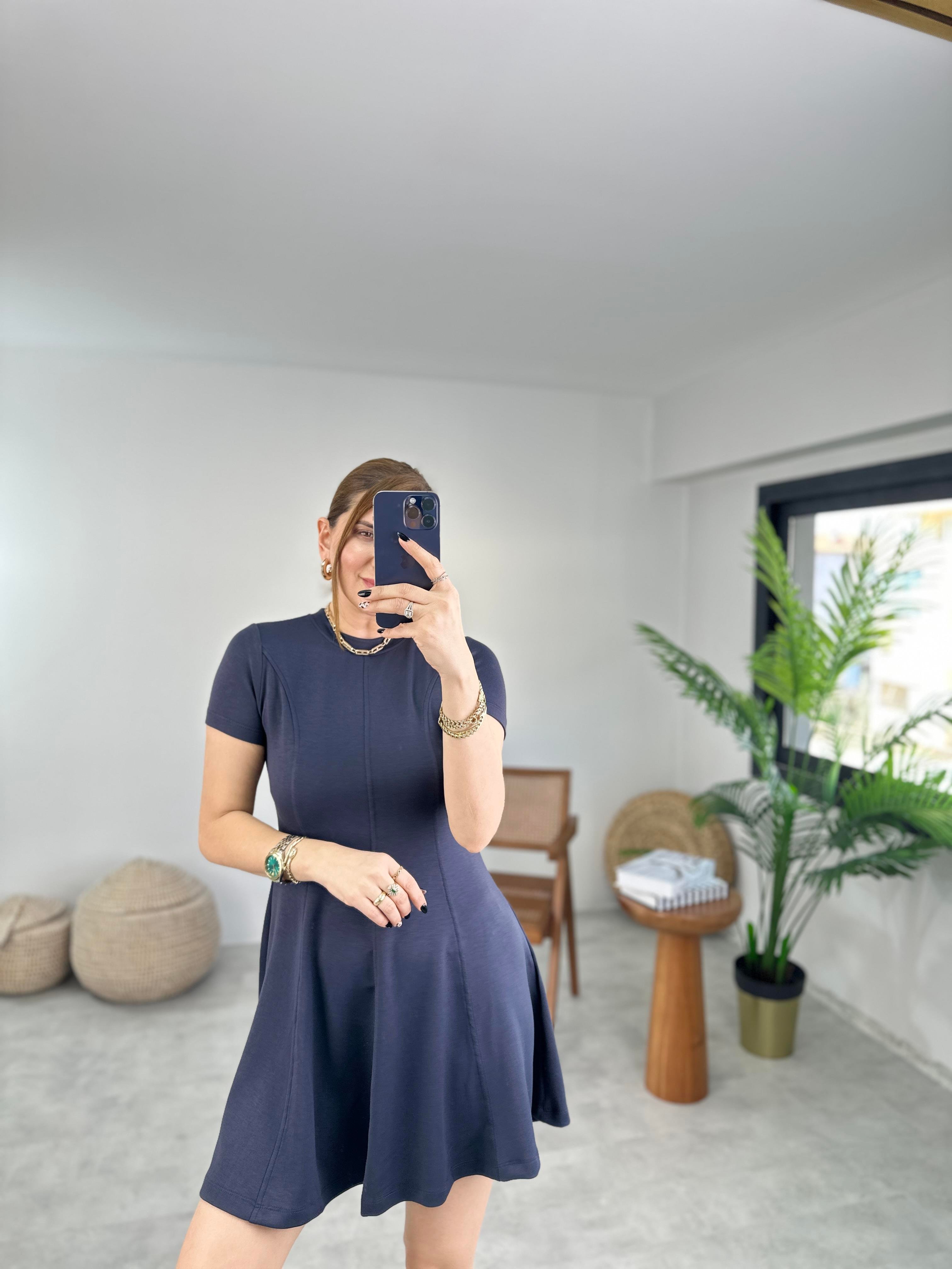 Antrasit Cupra Parçalı Elbise